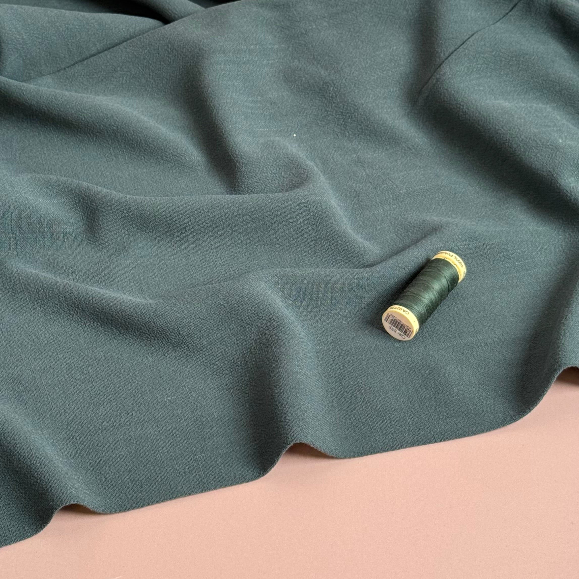 Flow Green Lagoon Viscose Linen Blend Dress Fabric
