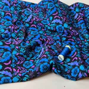 Autumn Serenity Navy Cotton Jersey Fabric