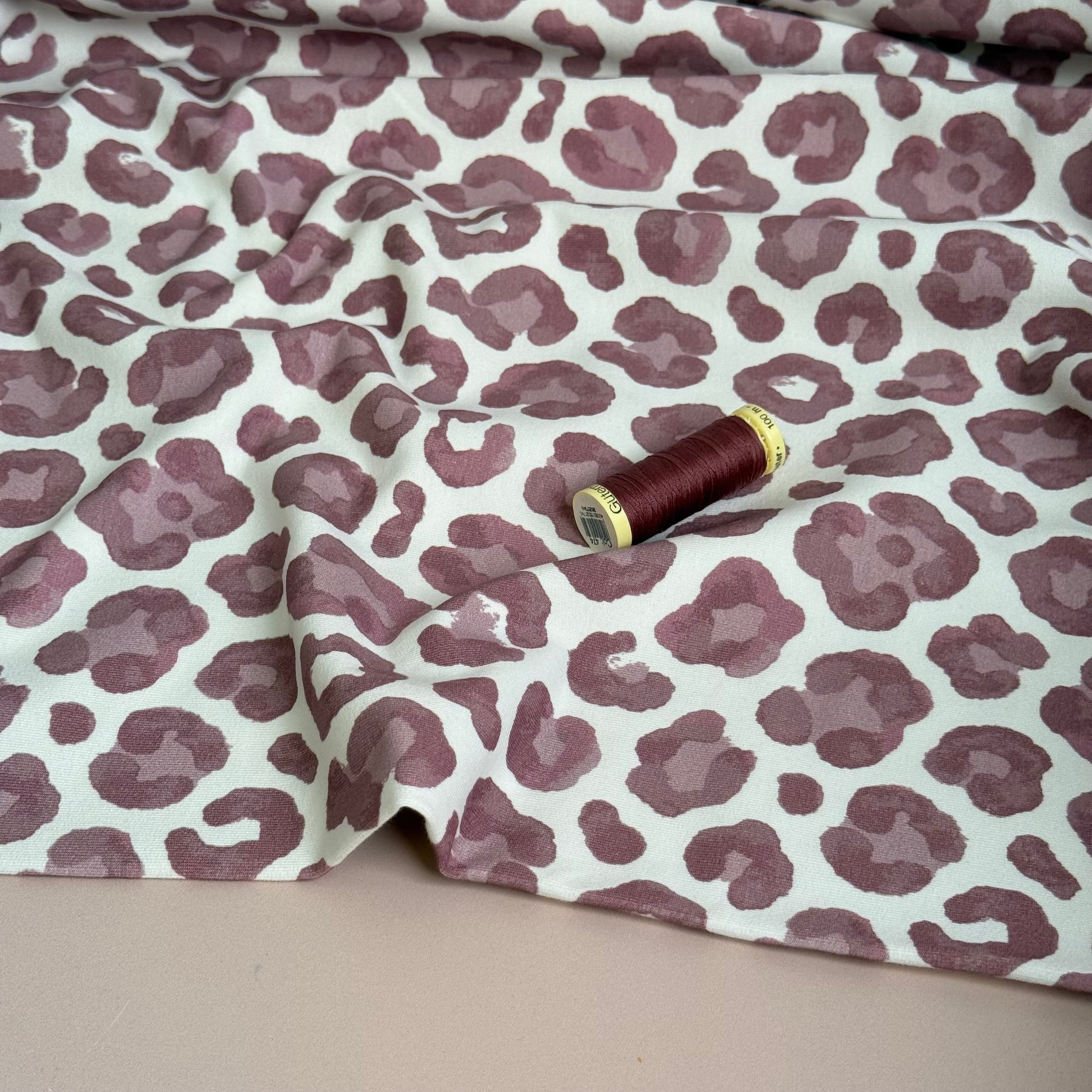 Leopard Print Pink GOTS Organic Cotton French Terry