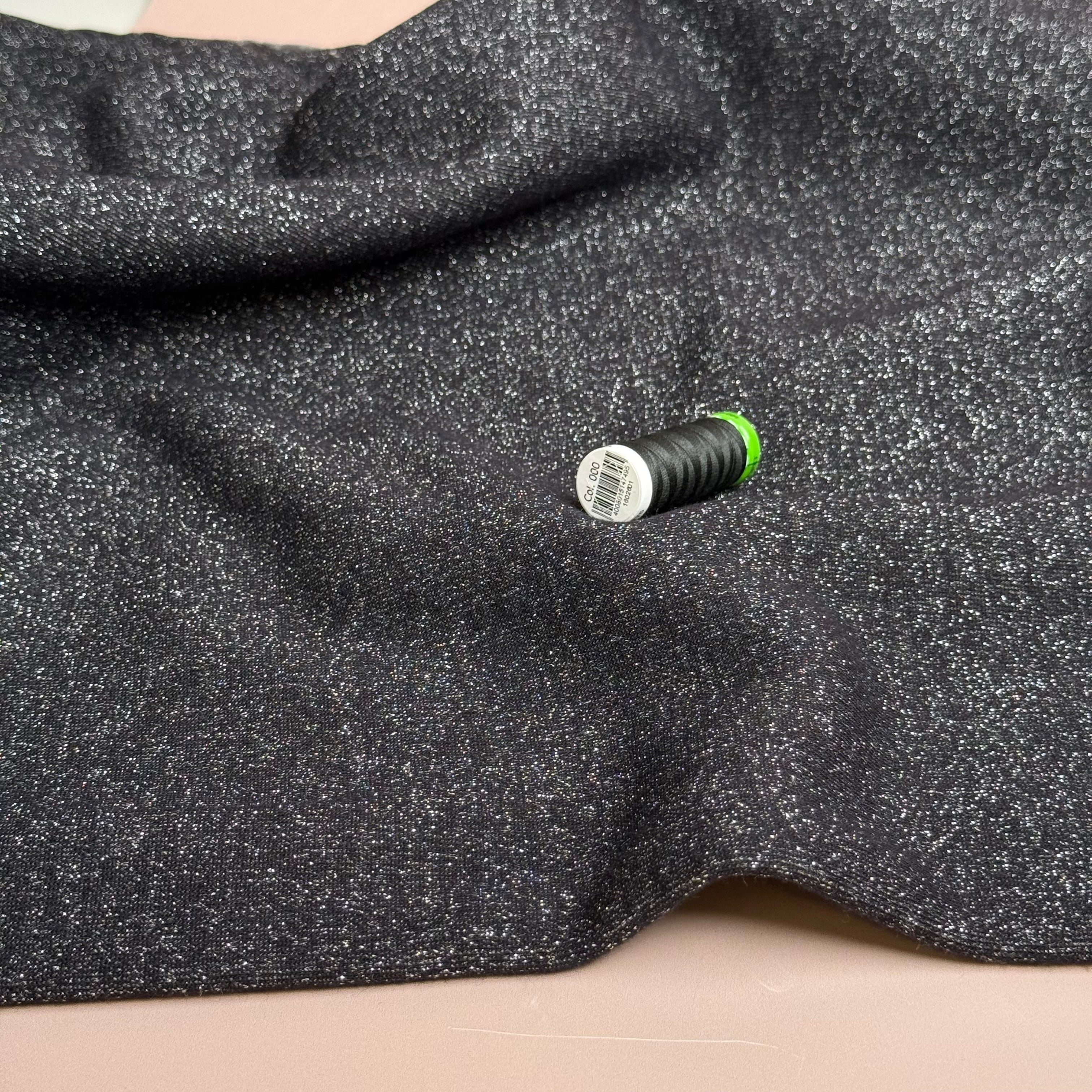 Sparkle Black & Silver Cotton Sweat-Shirting with Lurex