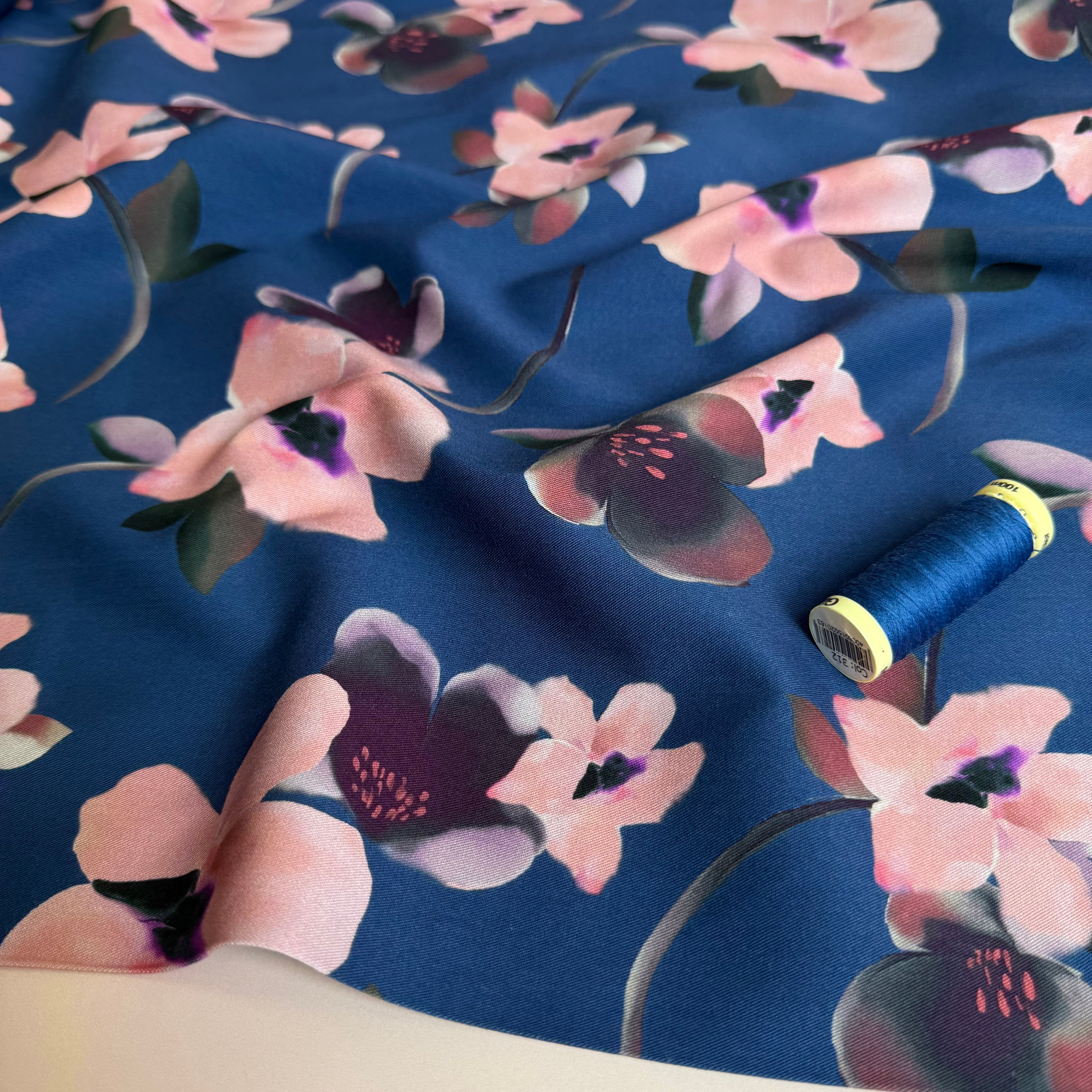 Rosella Watercolour Flowers Viscose Twill with Stretch