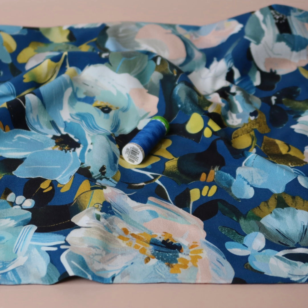 REMNANT 1.2 Metres - Danish Design - Ocean Blooms Cotton Jersey