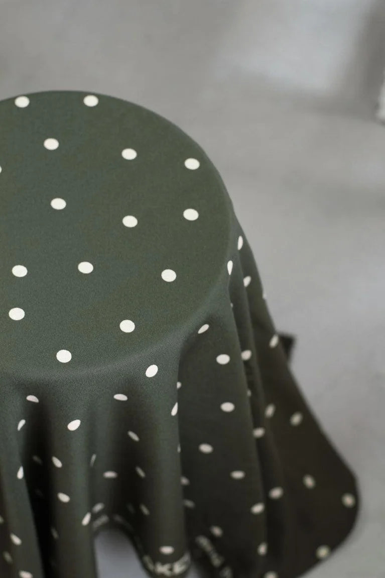 PRE-ORDER arriving by 18 Sep -  Mind The MAKER - Jolly Dot Green Khaki ECOVERO™ Viscose Crepe Fabric