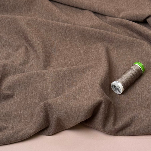 Essential Chic Taupe Melange Plain Cotton Jersey Fabric
