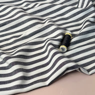 Yarn Dyed Stripe Viscose Fabric in Charcoal