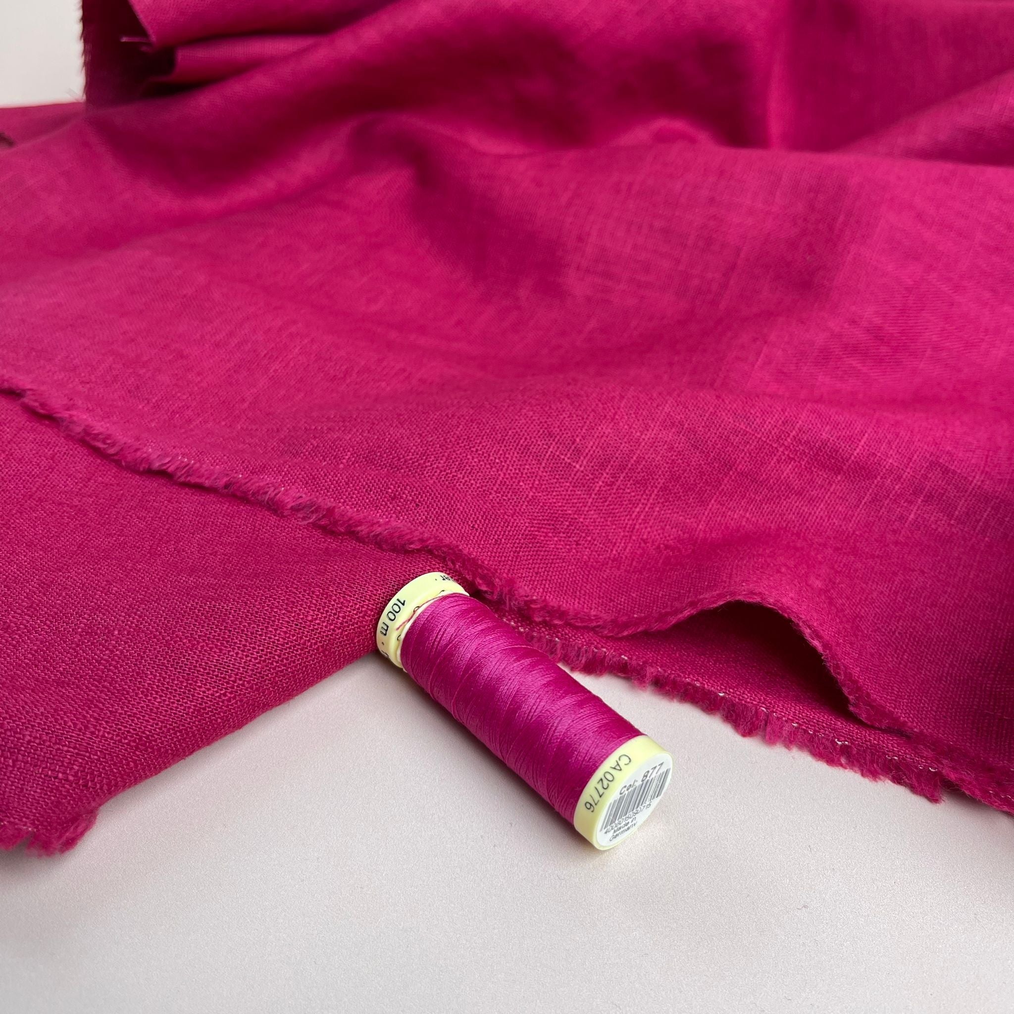 Breeze Fuchsia - Enzyme Washed Linen Cotton Fabric