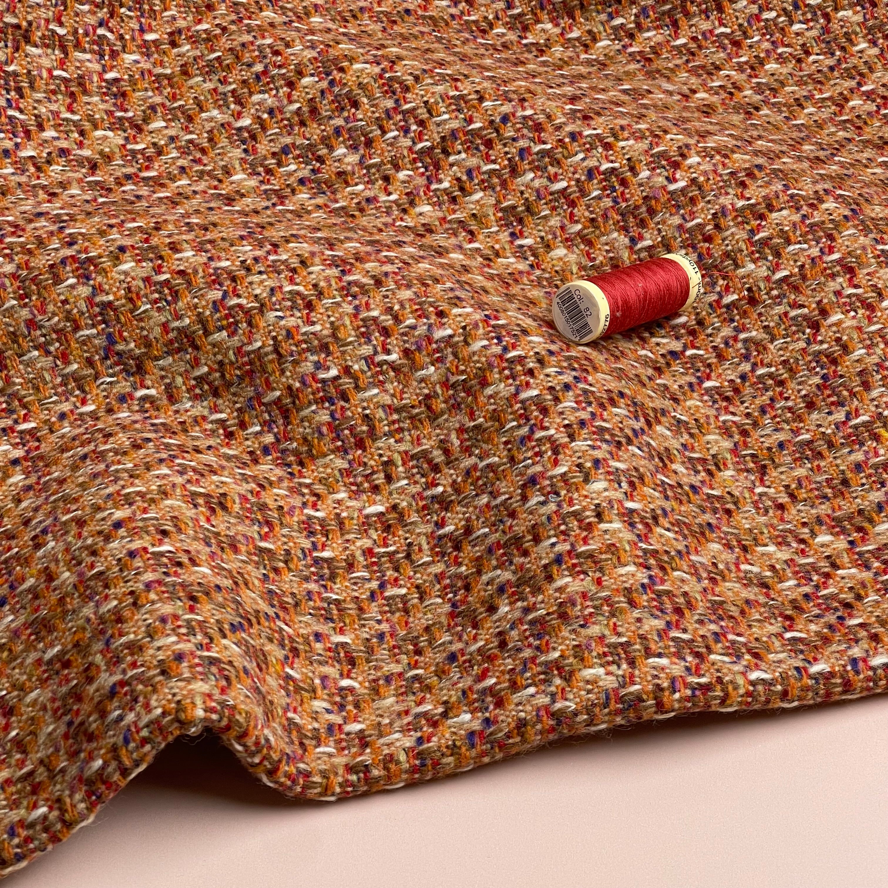 Ex-Designer Deadstock - Wool Boucle Tweed in Red