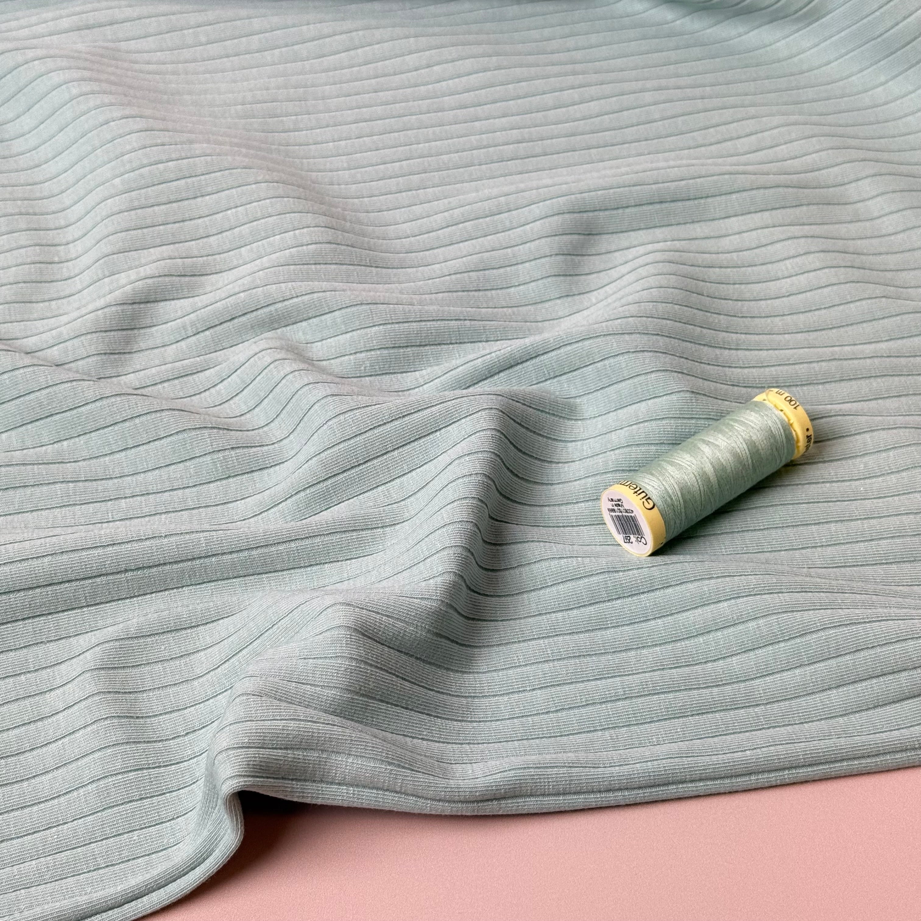 Light Mint Cotton Ribbed Jersey