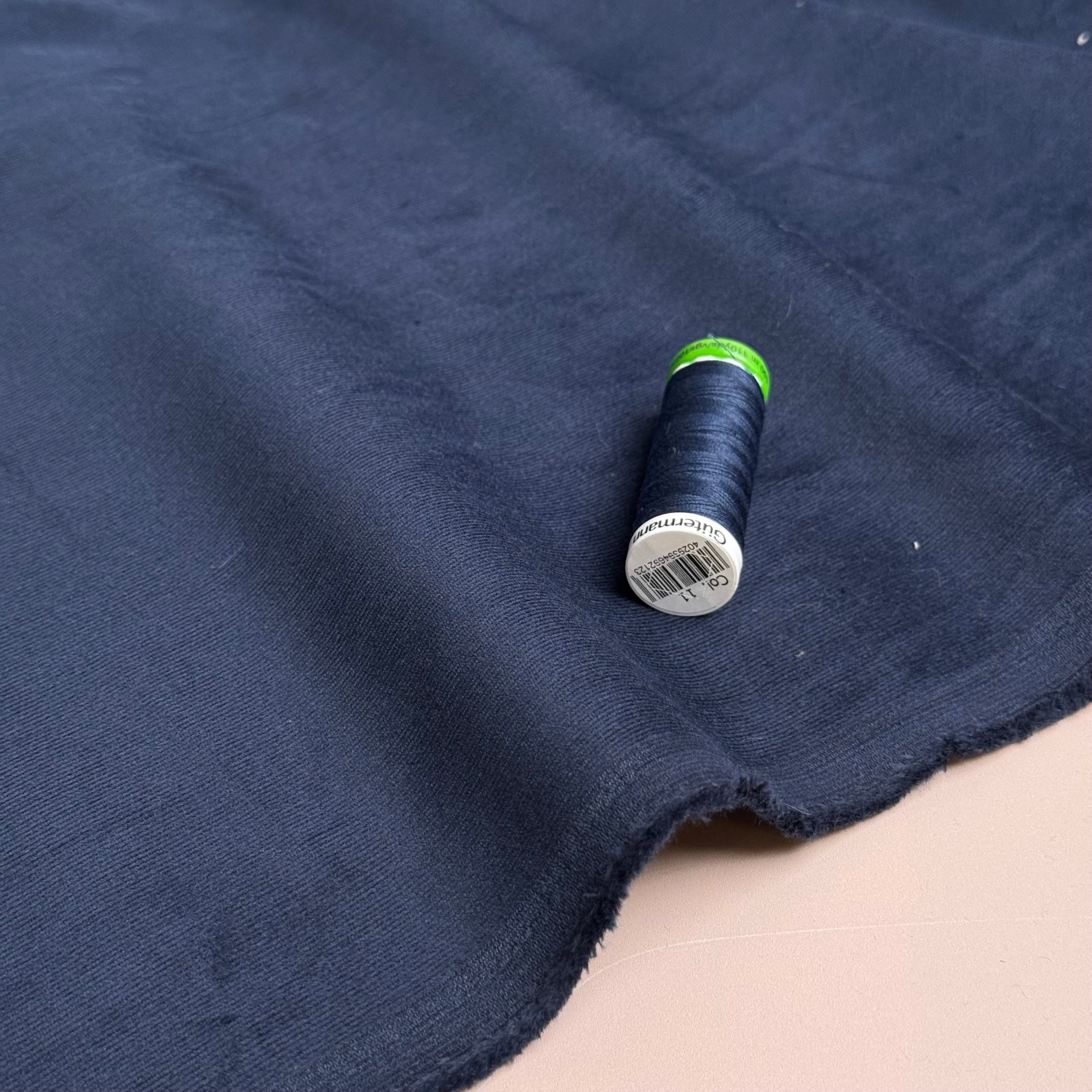 28 Wale Cotton Needlecord in Navy with Stretch