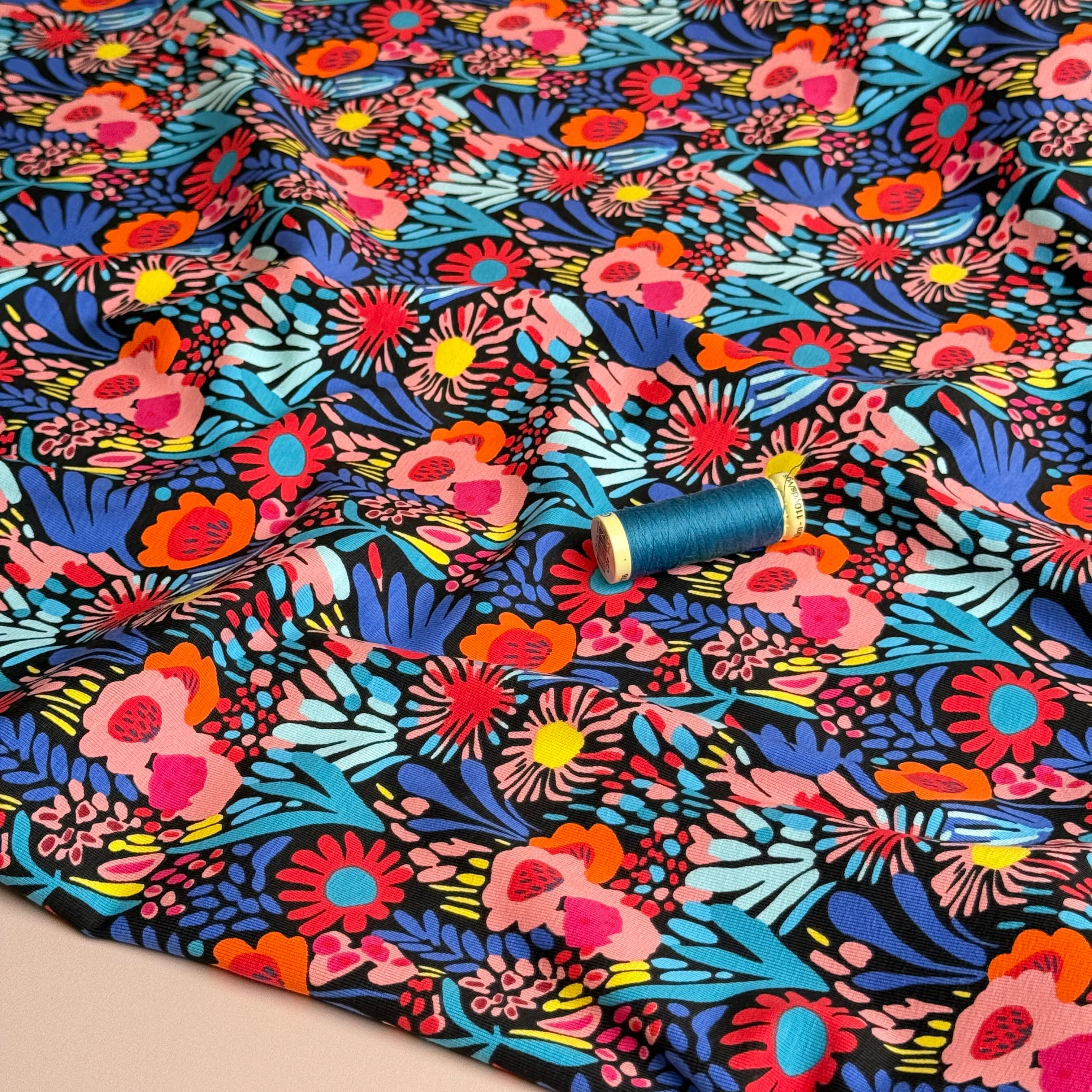 Colourful Flowers Cotton Jersey Fabric