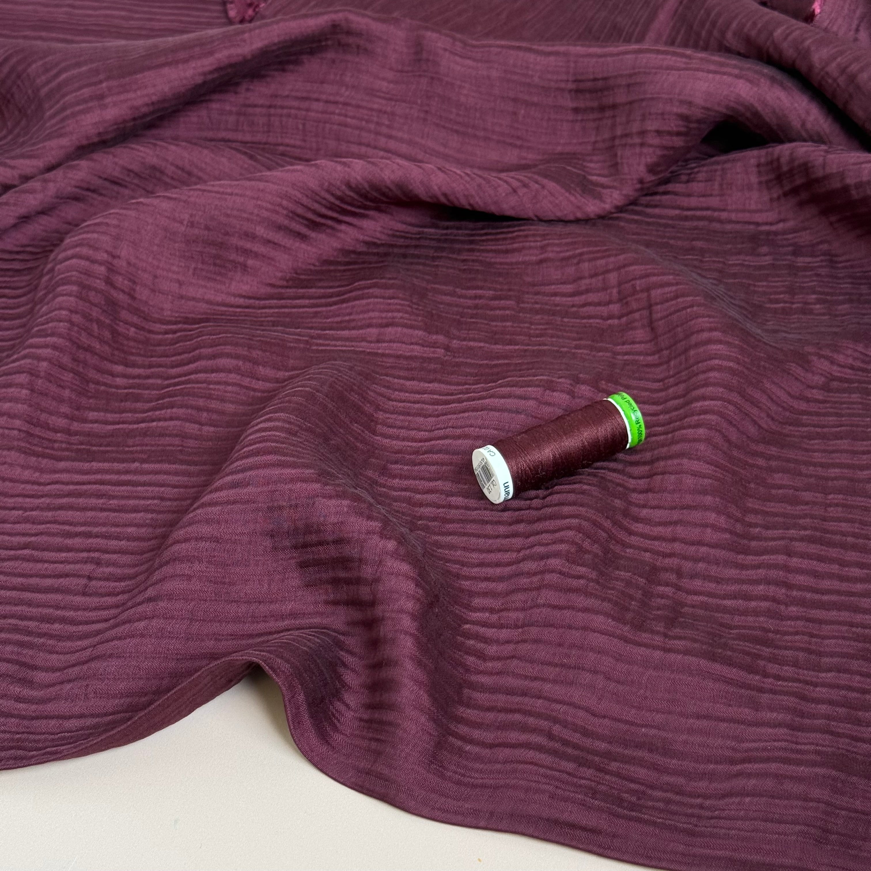 Bordeaux Textured Double Layer Rayon with TENCEL™ Lyocell Fibres
