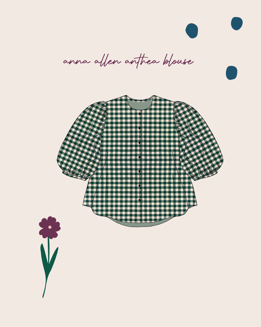 Sewing Kit - Anthea Blouse in Lupine Petals Pure Linen & M&M Ginghams (multiple colours)