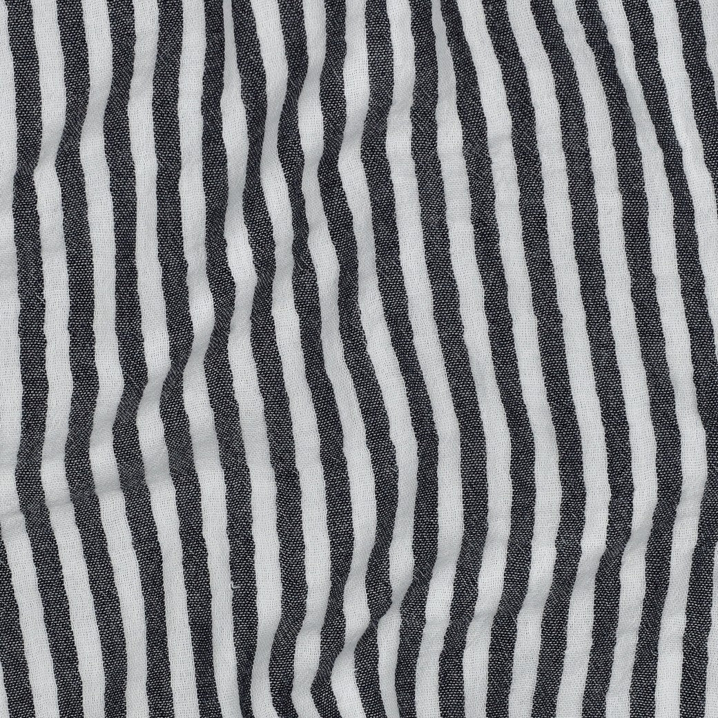 Yarn Dyed Stripes Cotton Double Gauze in Navy Blue