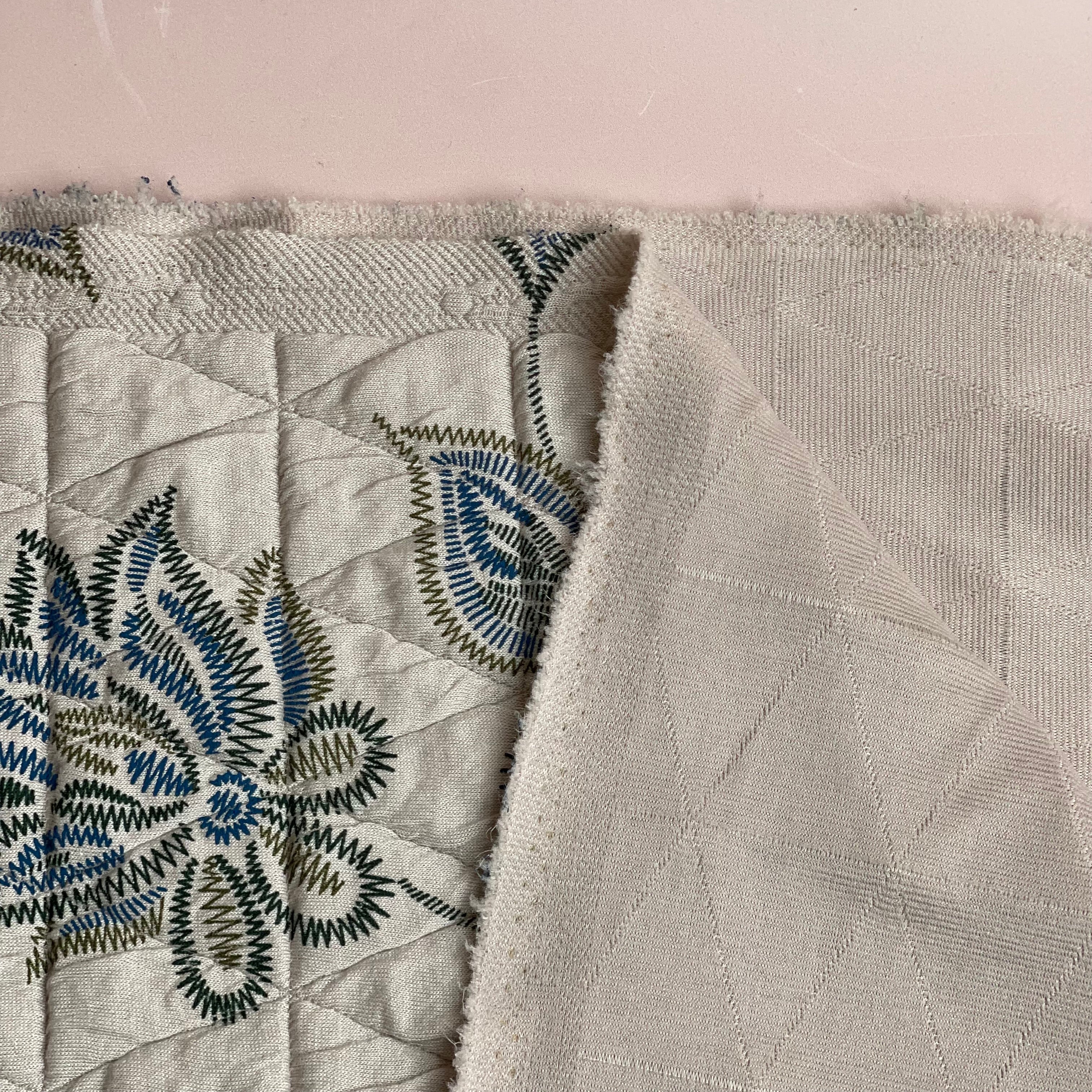 Stitched Flowers on Triangles Quilted Knit
