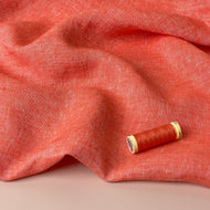 Yarn Dyed Pure Linen Fabric in Orange