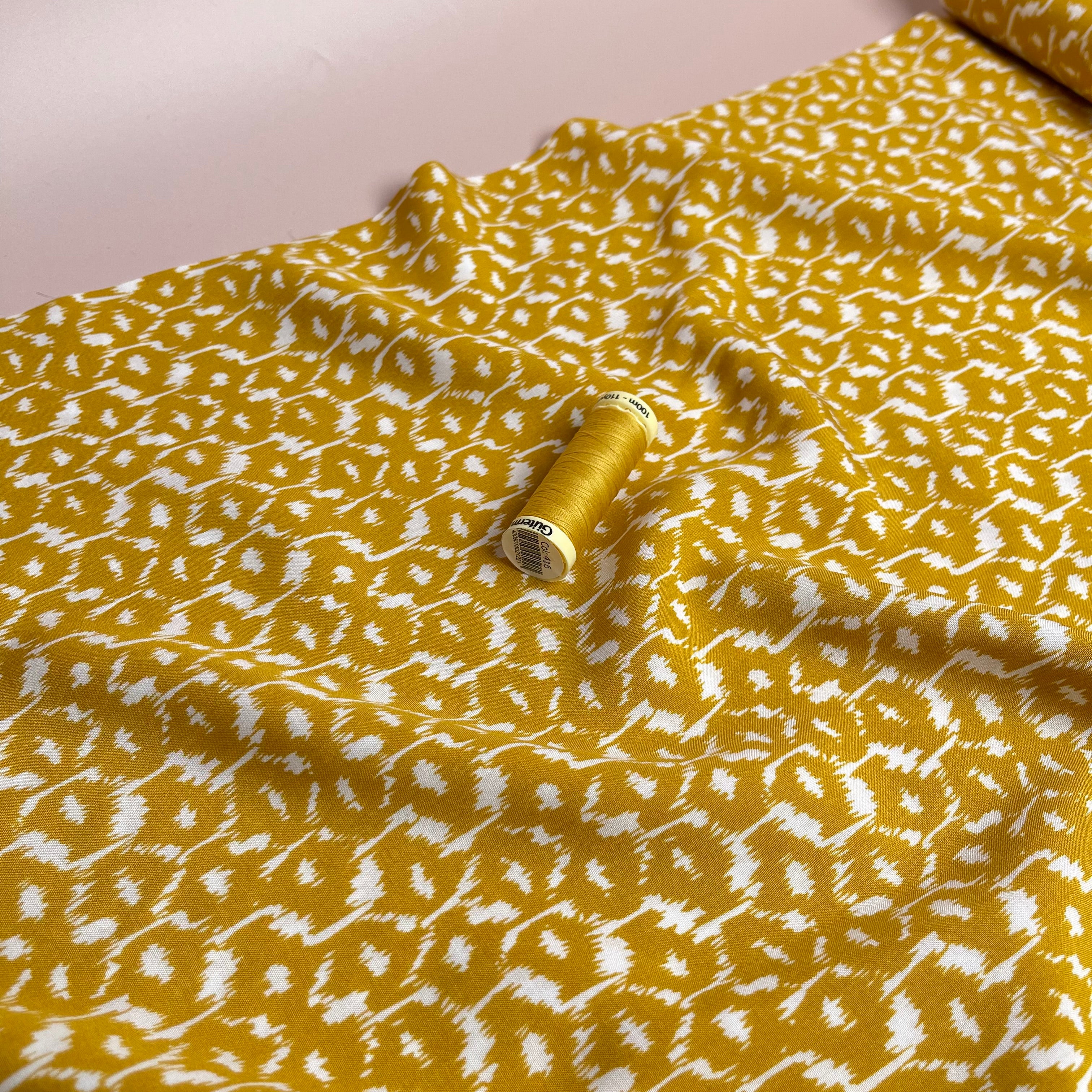 Honeycombs Ochre Viscose Fabric