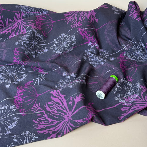 Danish Design - Autumn Seeds on Purple Cotton Jersey Fabric
