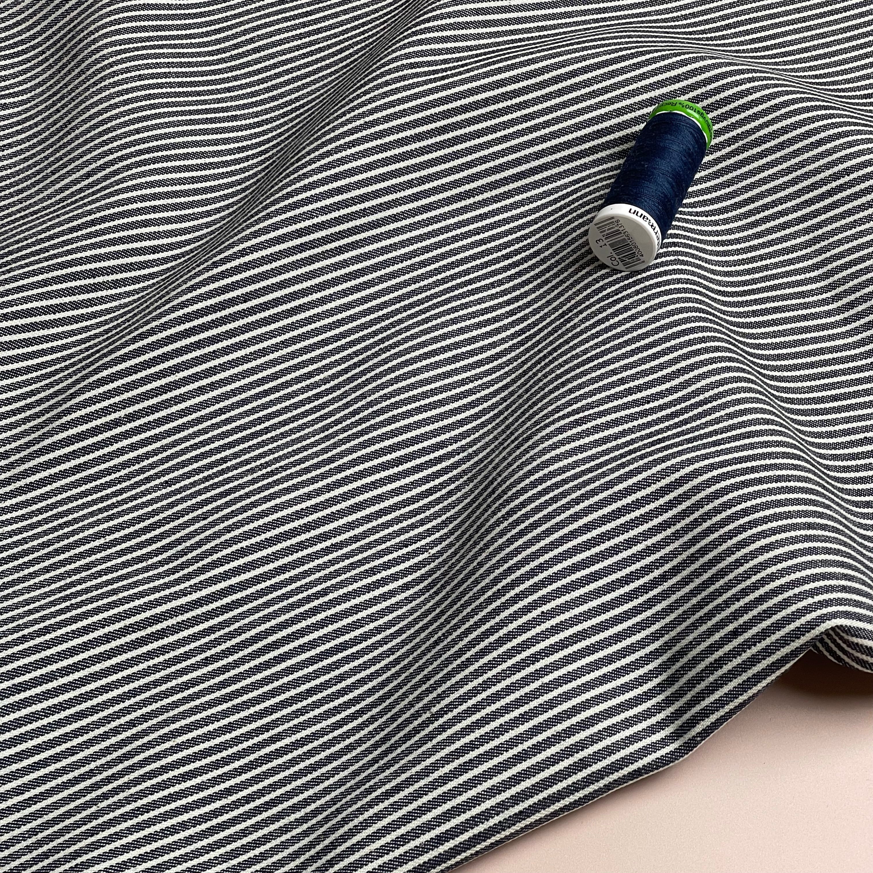 Ex-designer Deadstock Pinstripe Cotton Denim