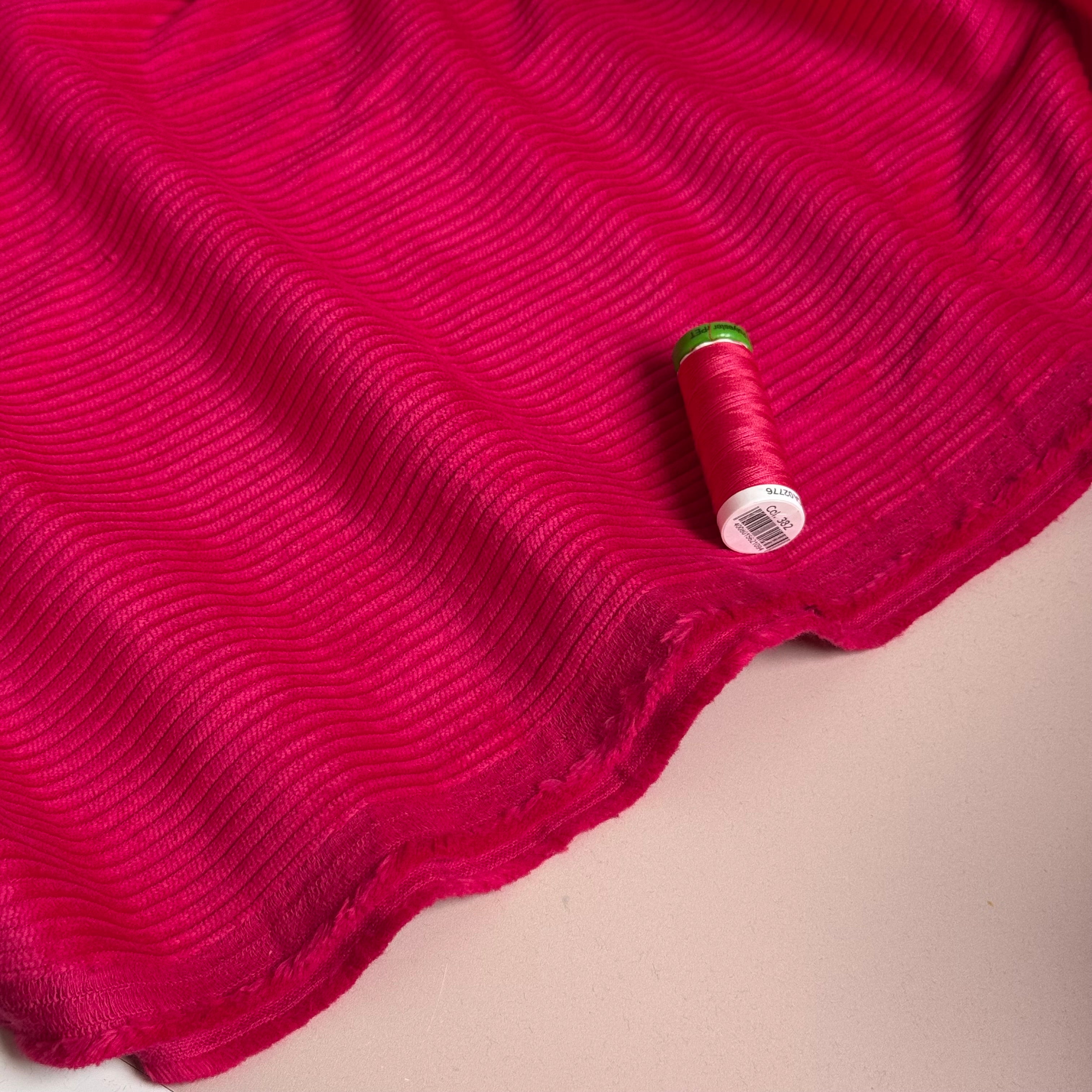 Ex-Designer Deadstock - 4.5W Pure Cotton Washed Corduroy in Fuchsia Pink