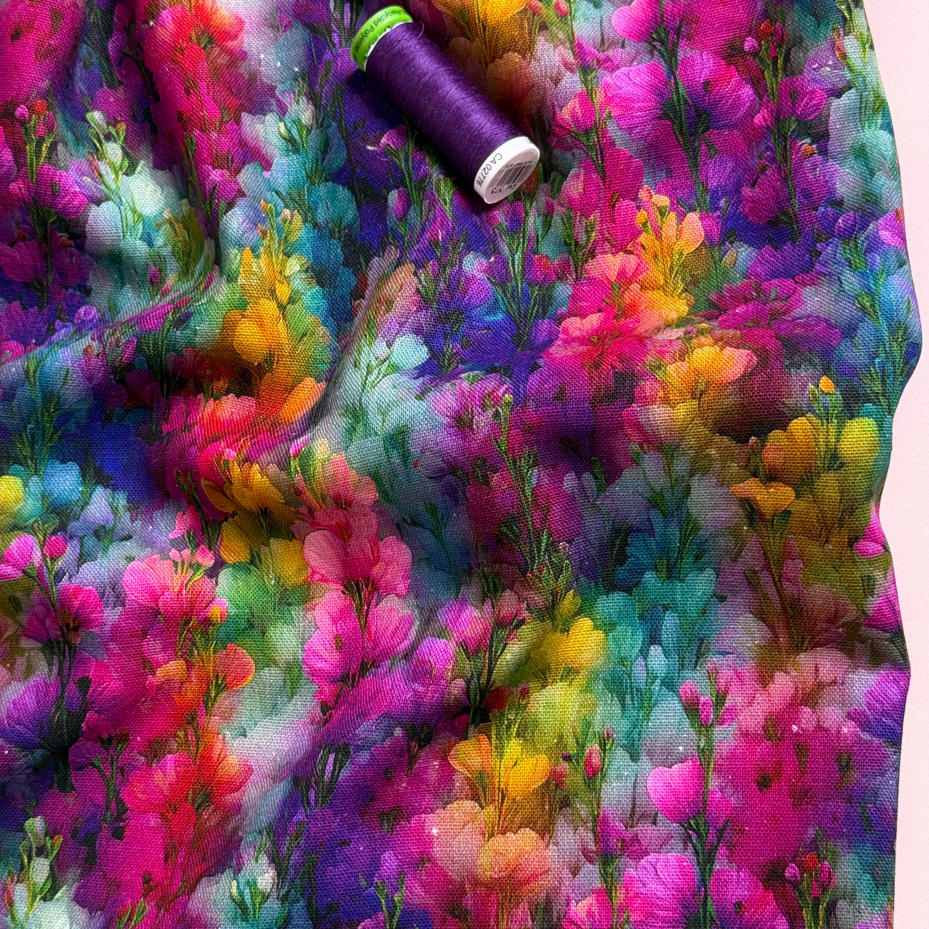 Enchanted Blooms Viscose Linen Fabric