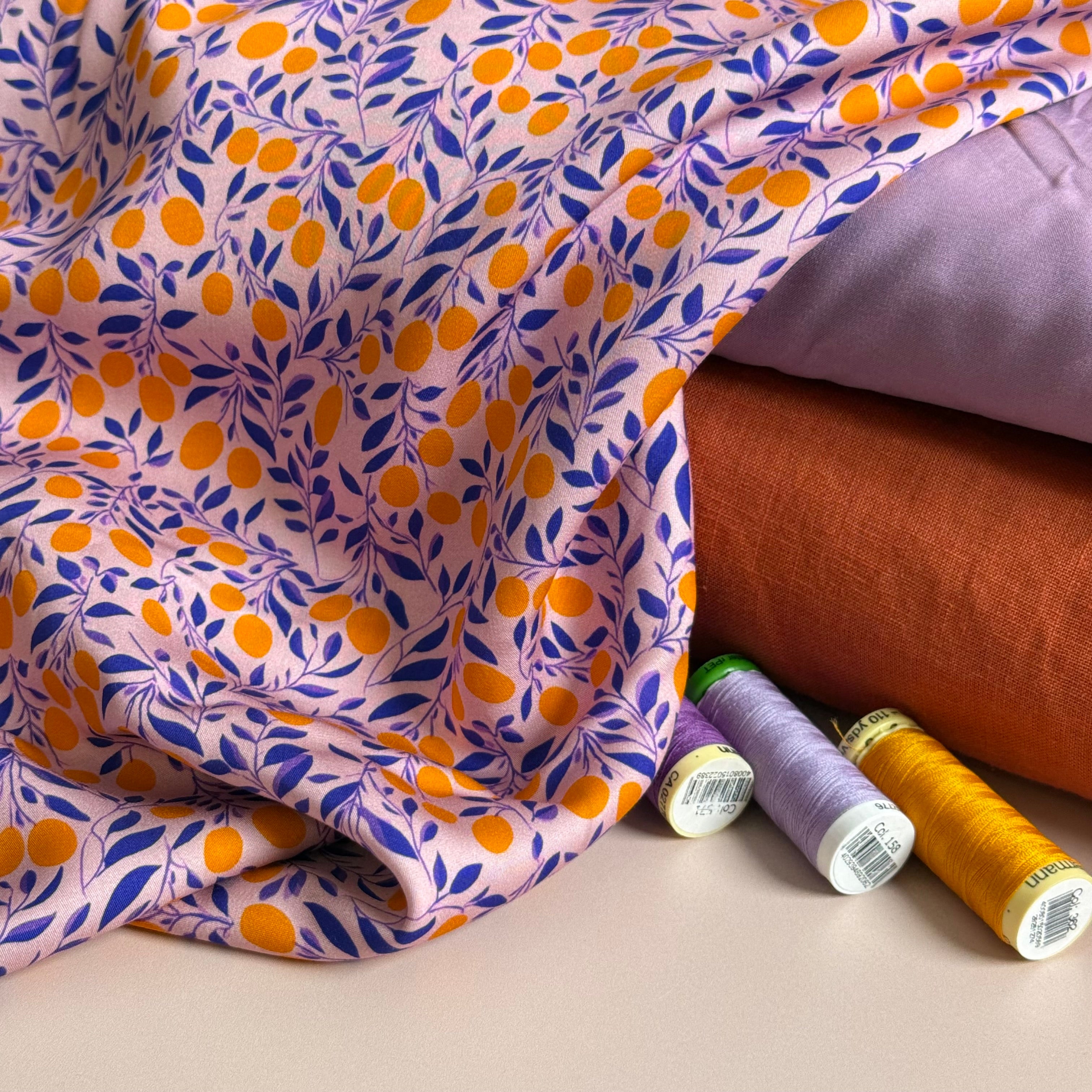 Petite Citrus Viscose Sateen Fabric