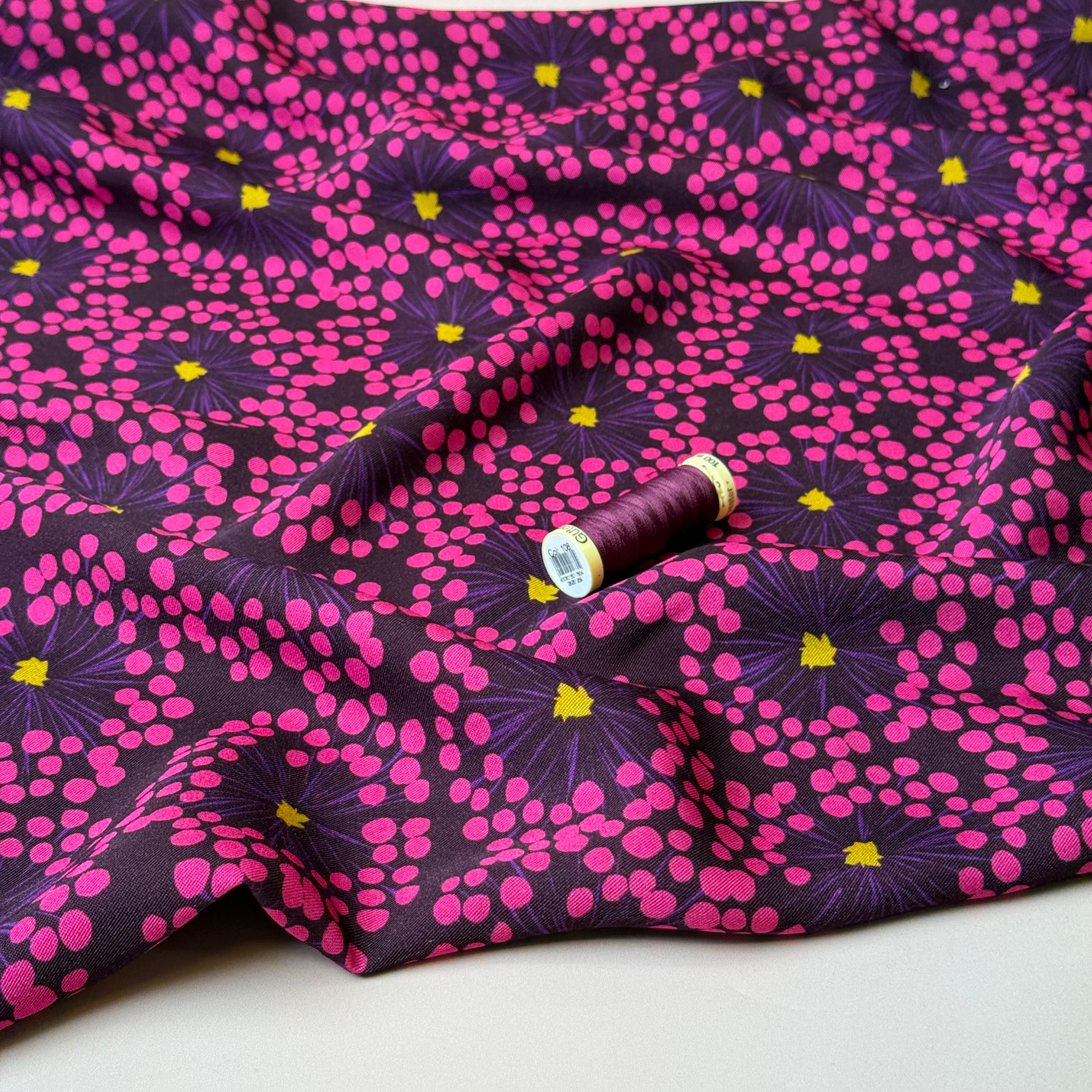 Light & Lush - Pink Dandelions Viscose Twill Fabric