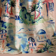 Riviera Landscape Cobalt Linen Viscose Blend Fabric