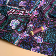 Purple Patchwork Viscose Cotton Fabric