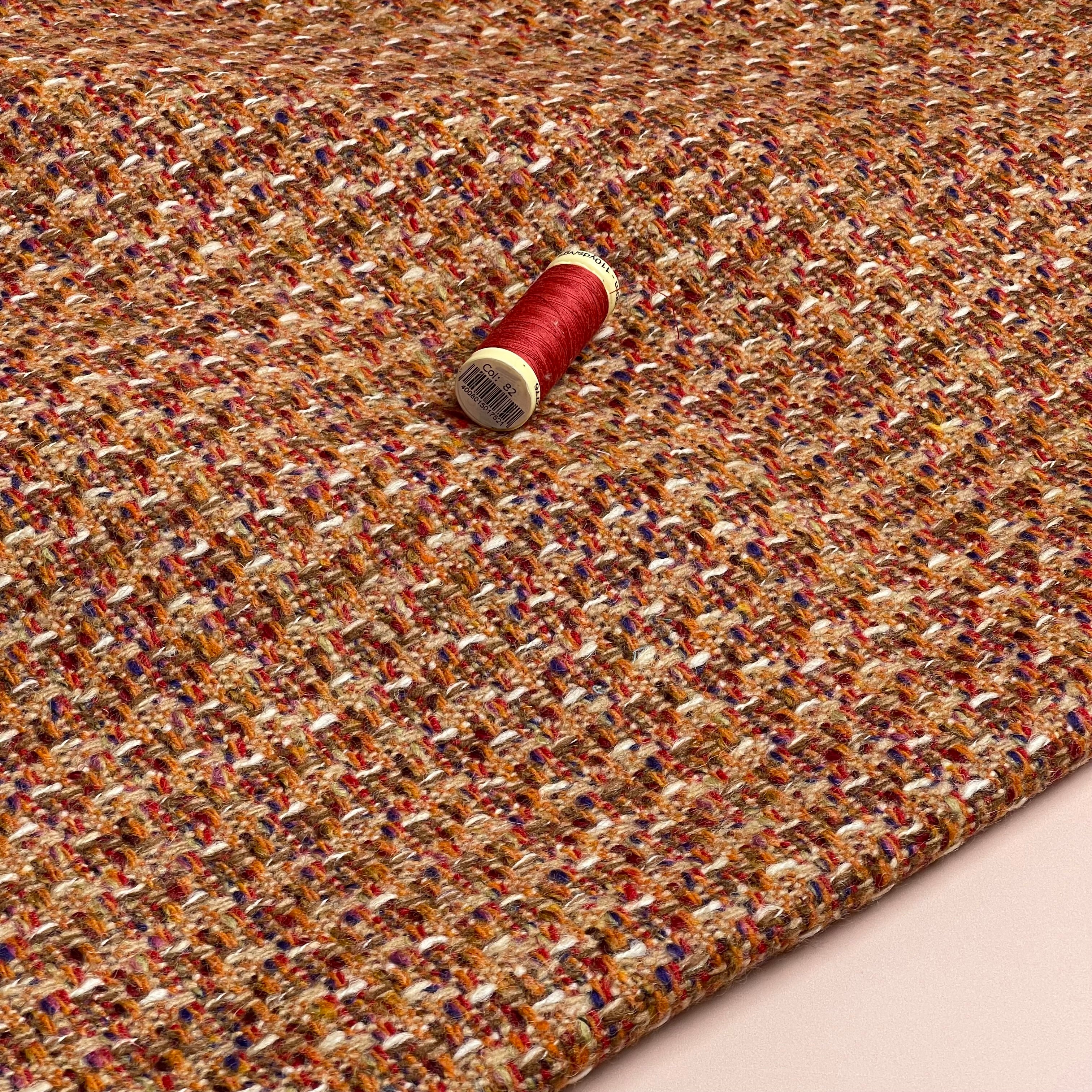 Ex-Designer Deadstock - Wool Boucle Tweed in Red