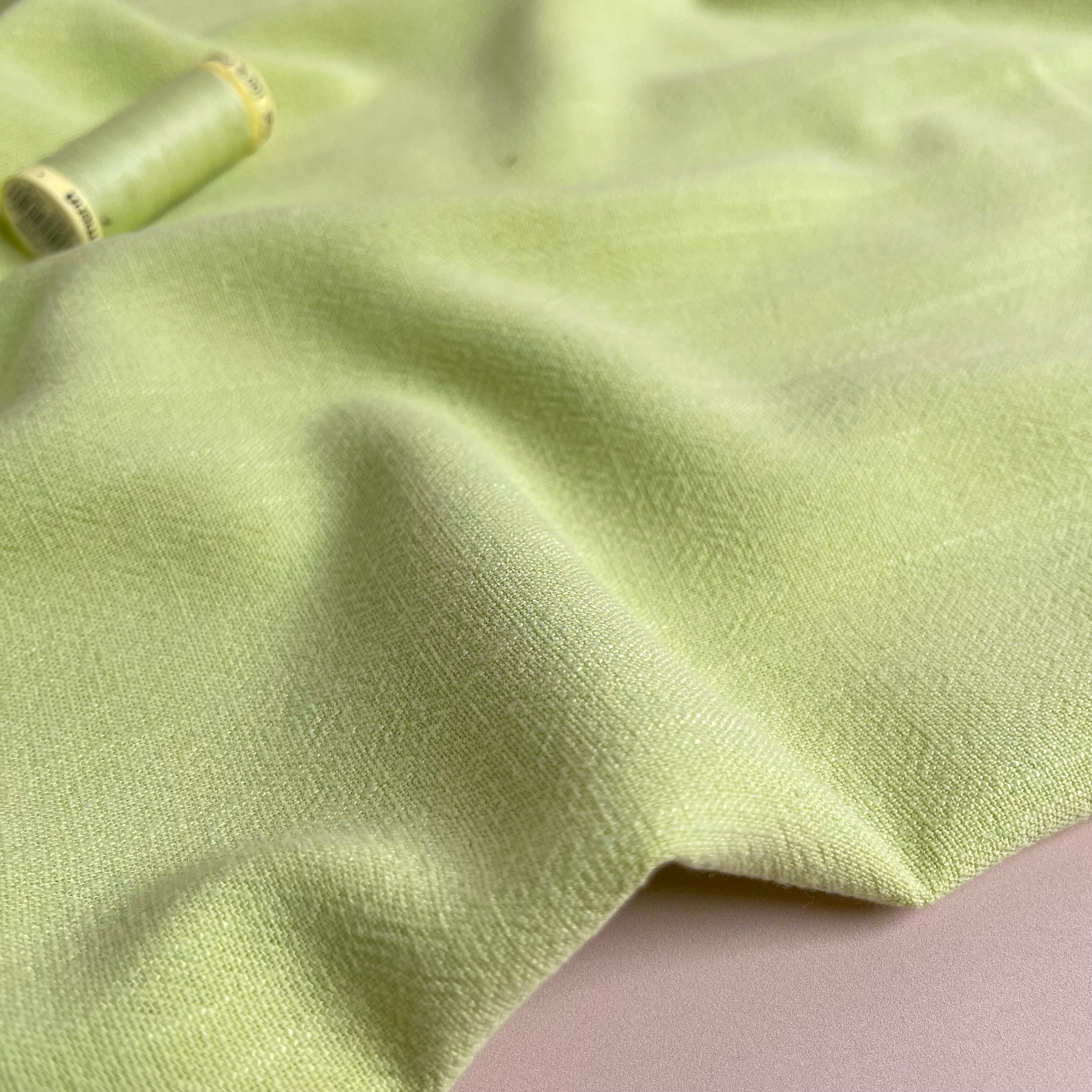 Flow Lime Viscose Linen Blend Dress Fabric