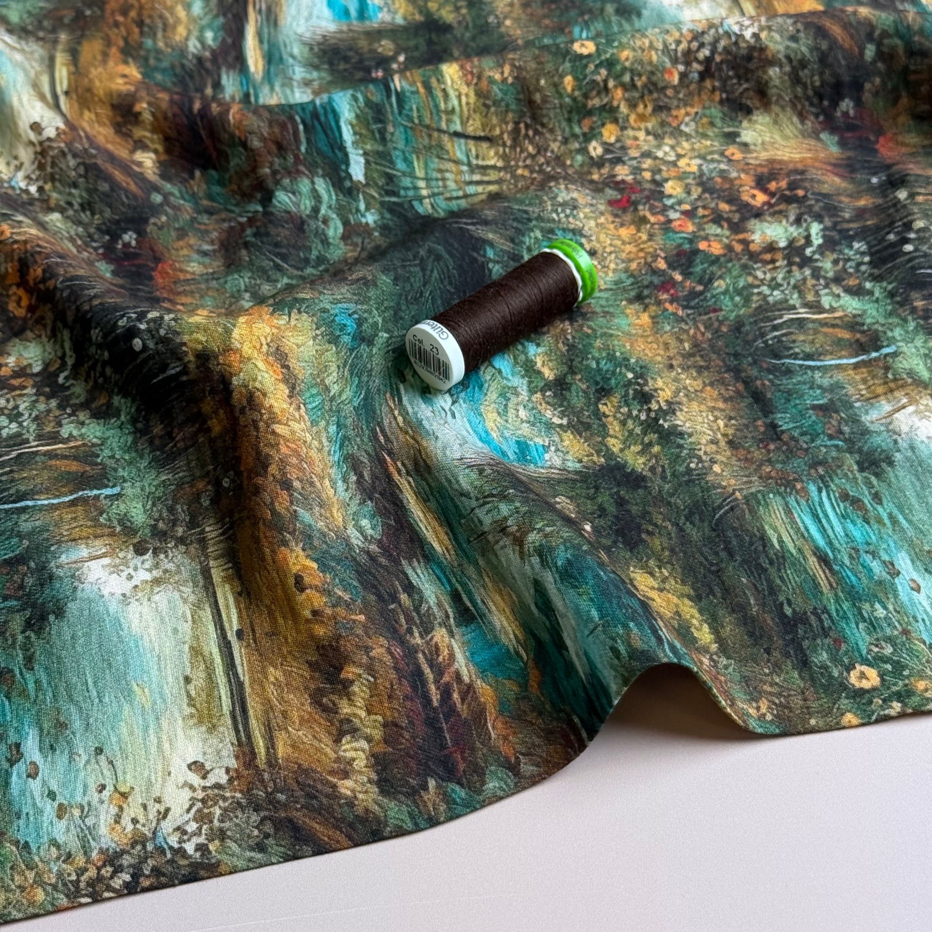Impressionist Landscape Fine Viscose Twill