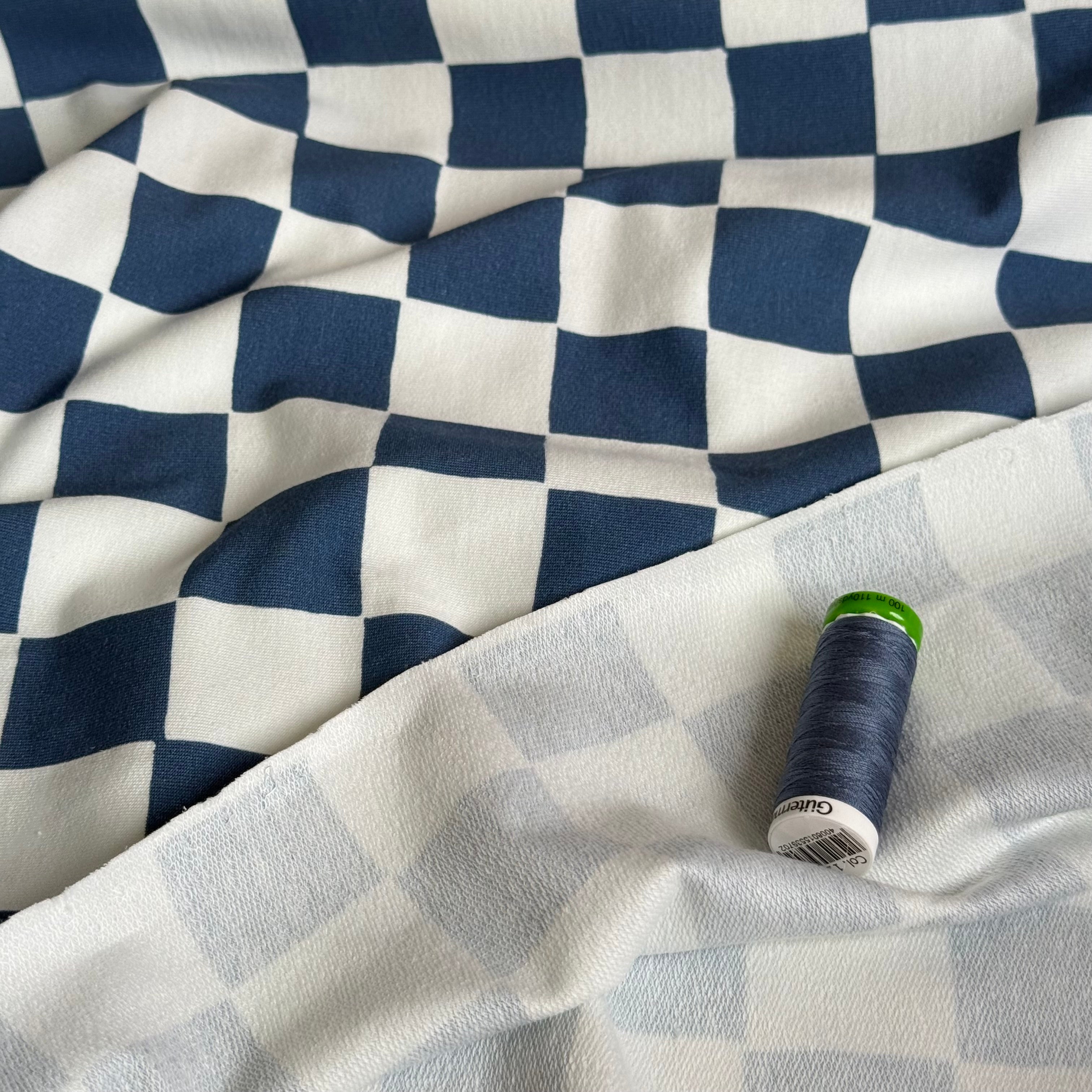 Checkers Blue GOTS Organic Cotton French Terry