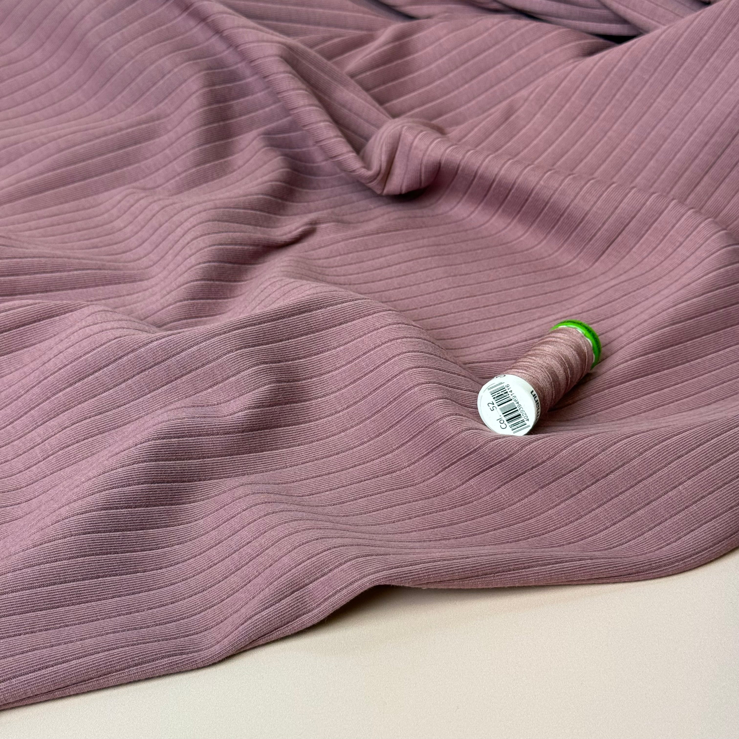 Wistful Mauve Cotton Ribbed Jersey