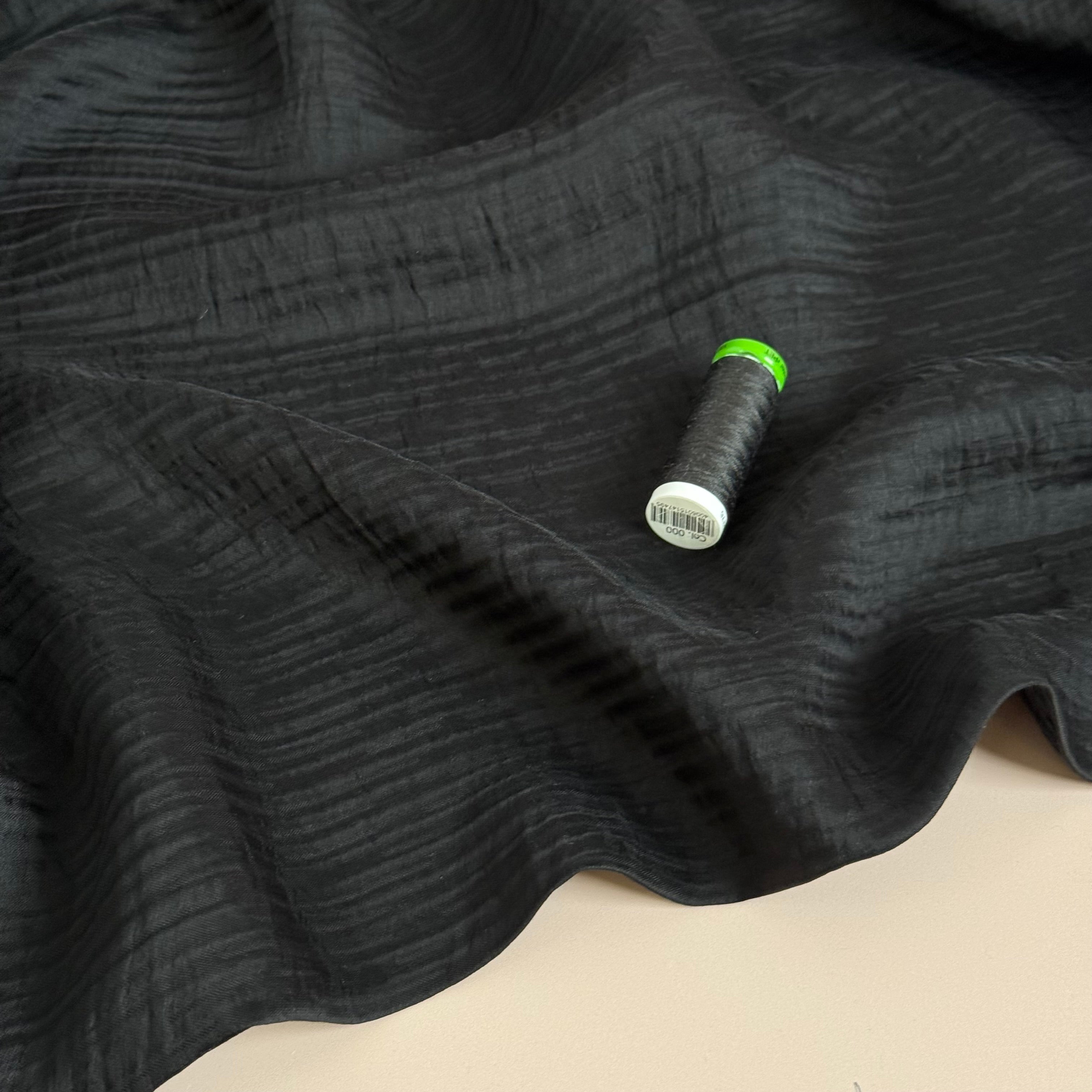 Black Textured Double Layer Rayon with TENCEL™ Lyocell Fibres