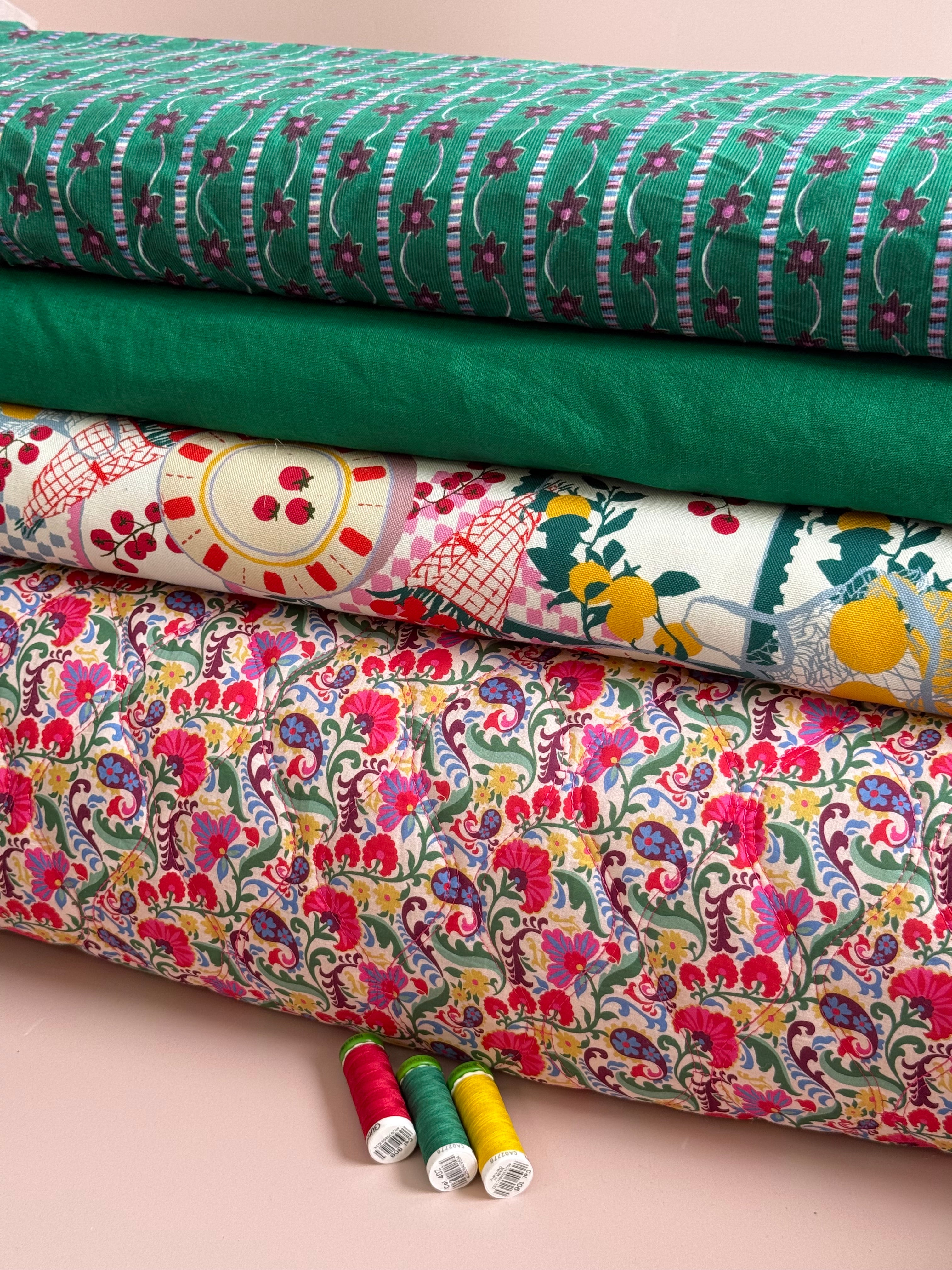 Flower Chain on Jolly Green Cotton Needlecord