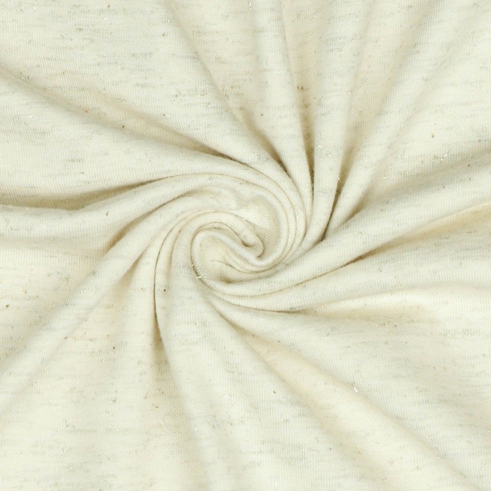 REMNANT 0.44 Metre - Gold Lurex Sparkles in Ecru Cotton Jersey Fabric