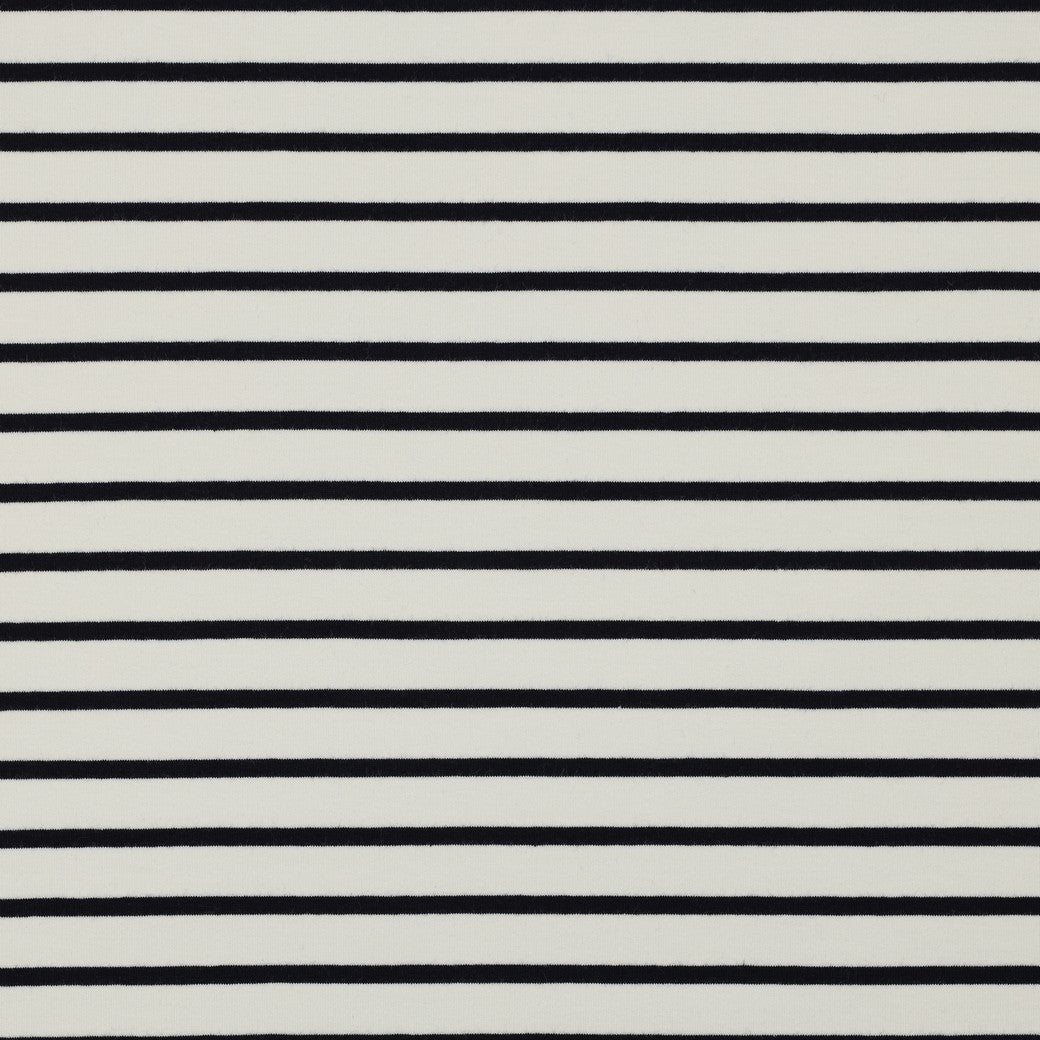 Yarn Dyed Navy Stripes on Ecru Cotton French Terry