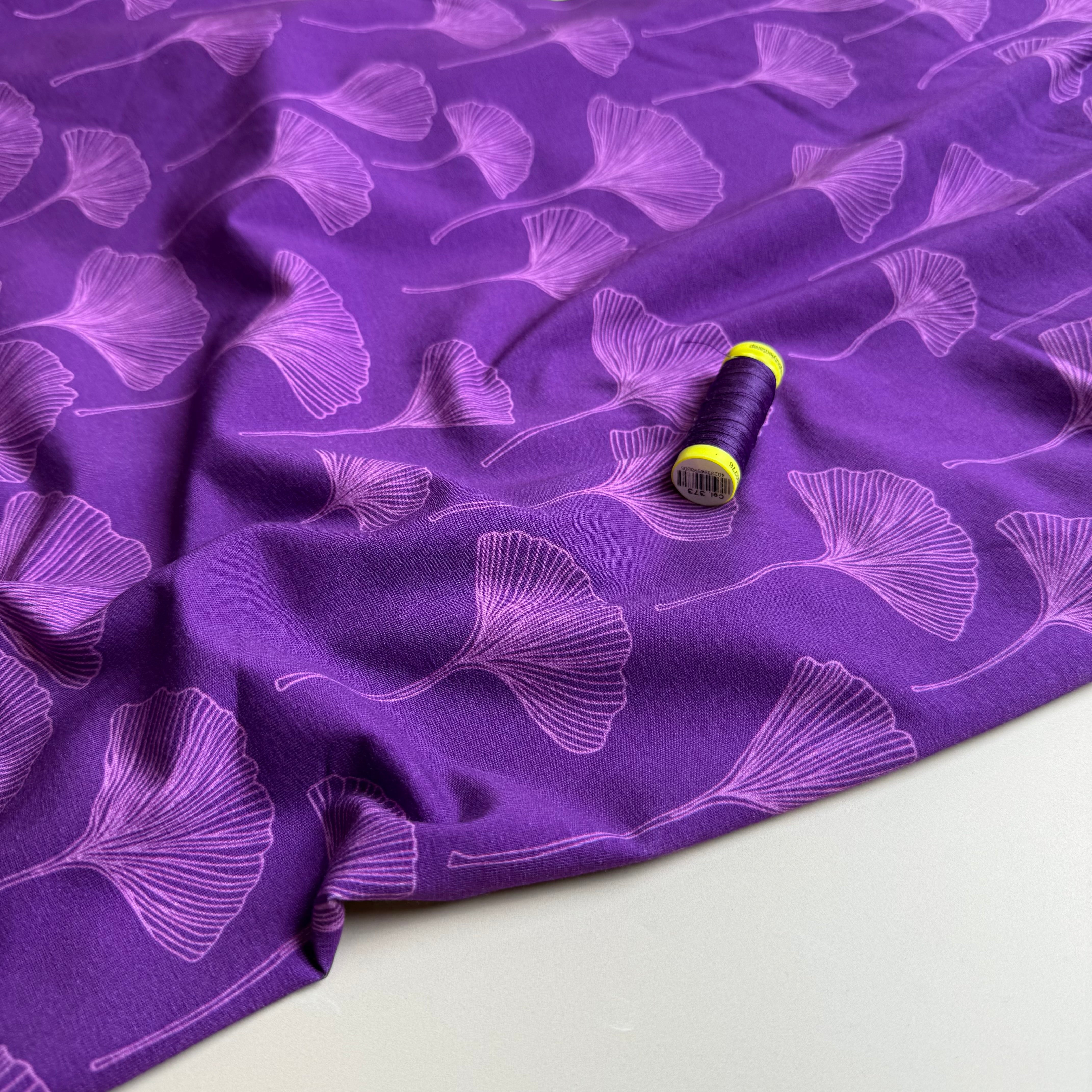 Danish Design - Gingko Leaves Purple Cotton Jersey