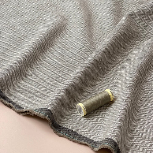Chevron in Desert Taupe Linen Cotton Twill