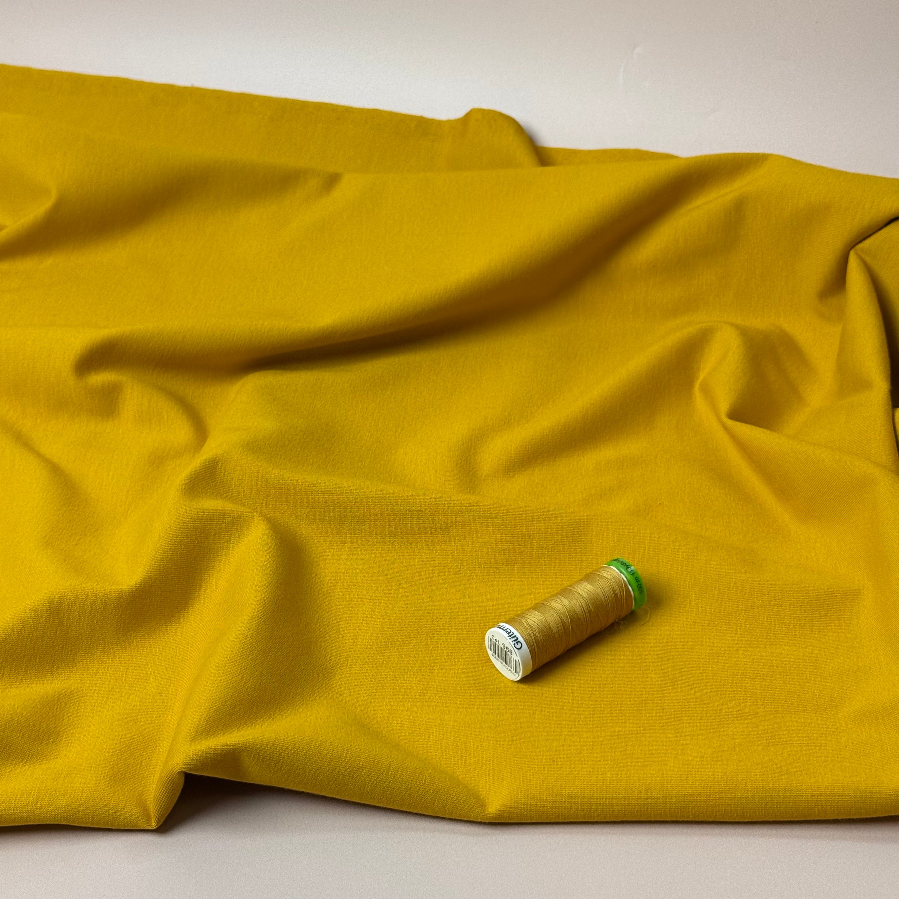 Essential Chic Yellow Ochre Plain Cotton Jersey Fabric