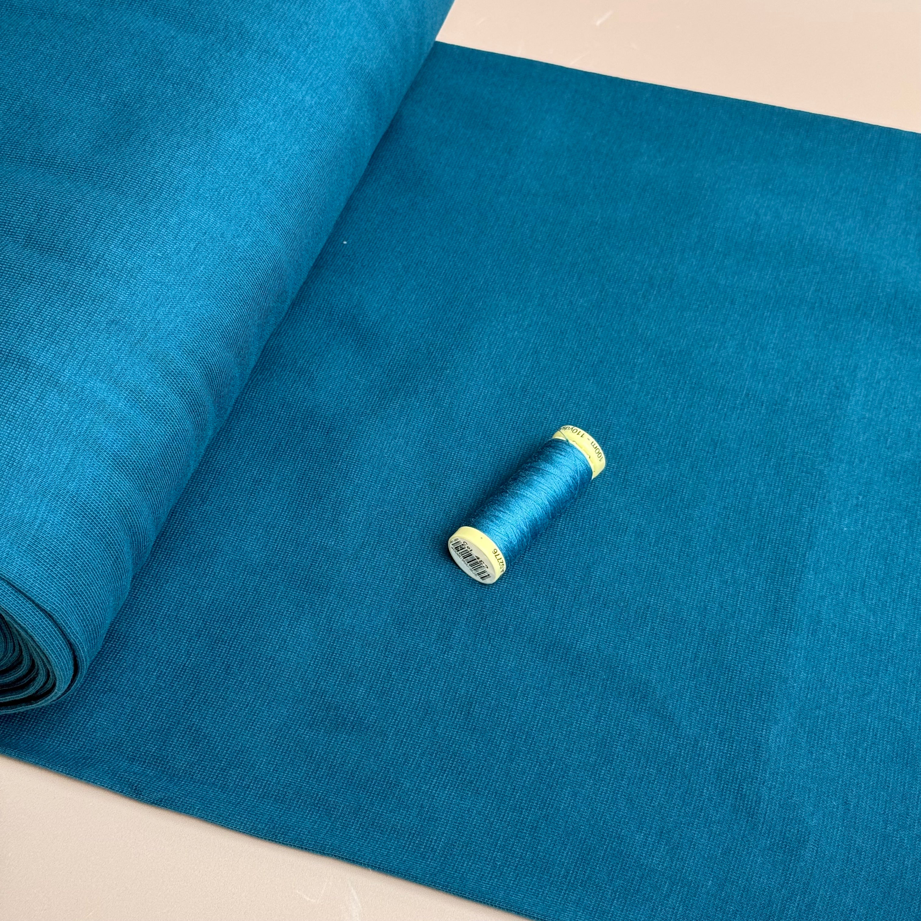 Petrol Tabular Cotton Cuff Ribbing Fabric
