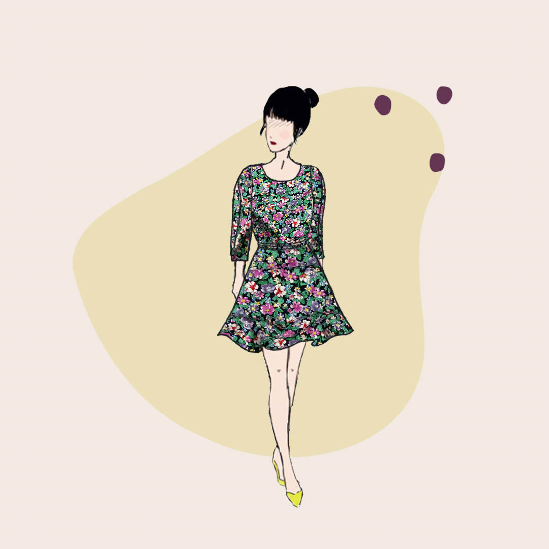 Sewing Kit - Niki Blouse / Dress in Zinna Emerald Viscose