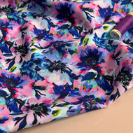 Purple Flowers Viscose Linen Fabric