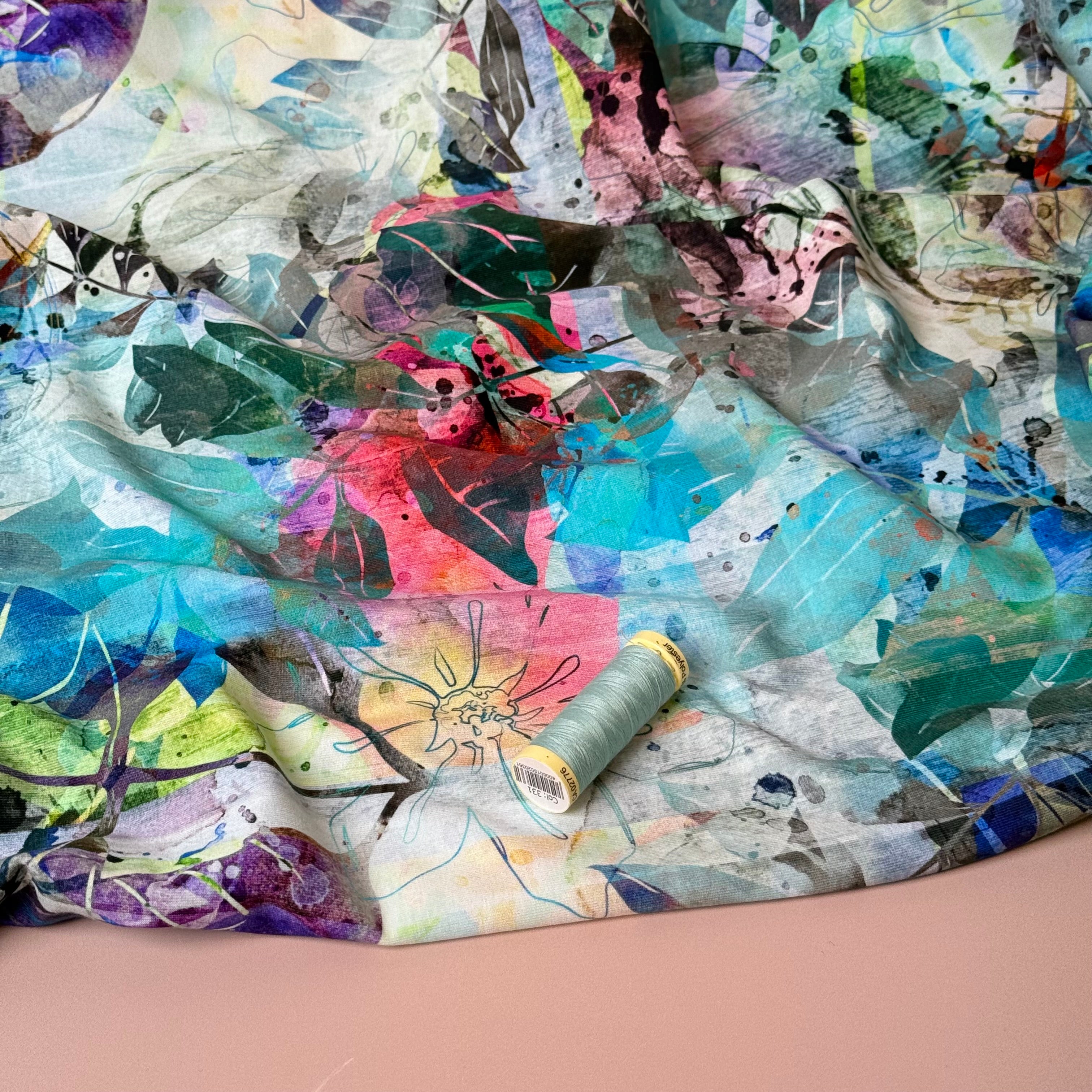 Make an Outfit Colour Bundle - Abstract Cotton Jersey with Sweatshirting & Ribbing