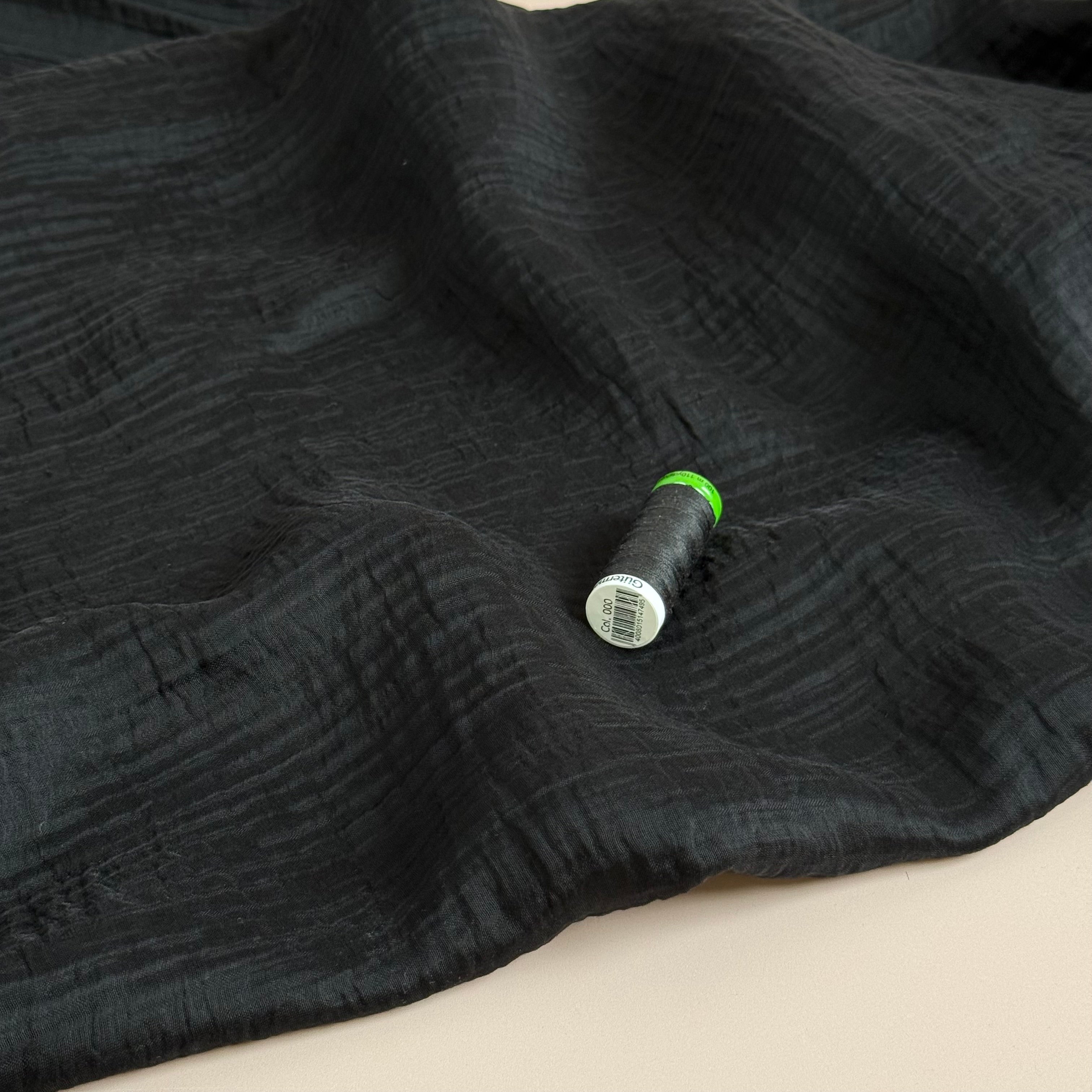 Black Textured Double Layer Rayon with TENCEL™ Lyocell Fibres