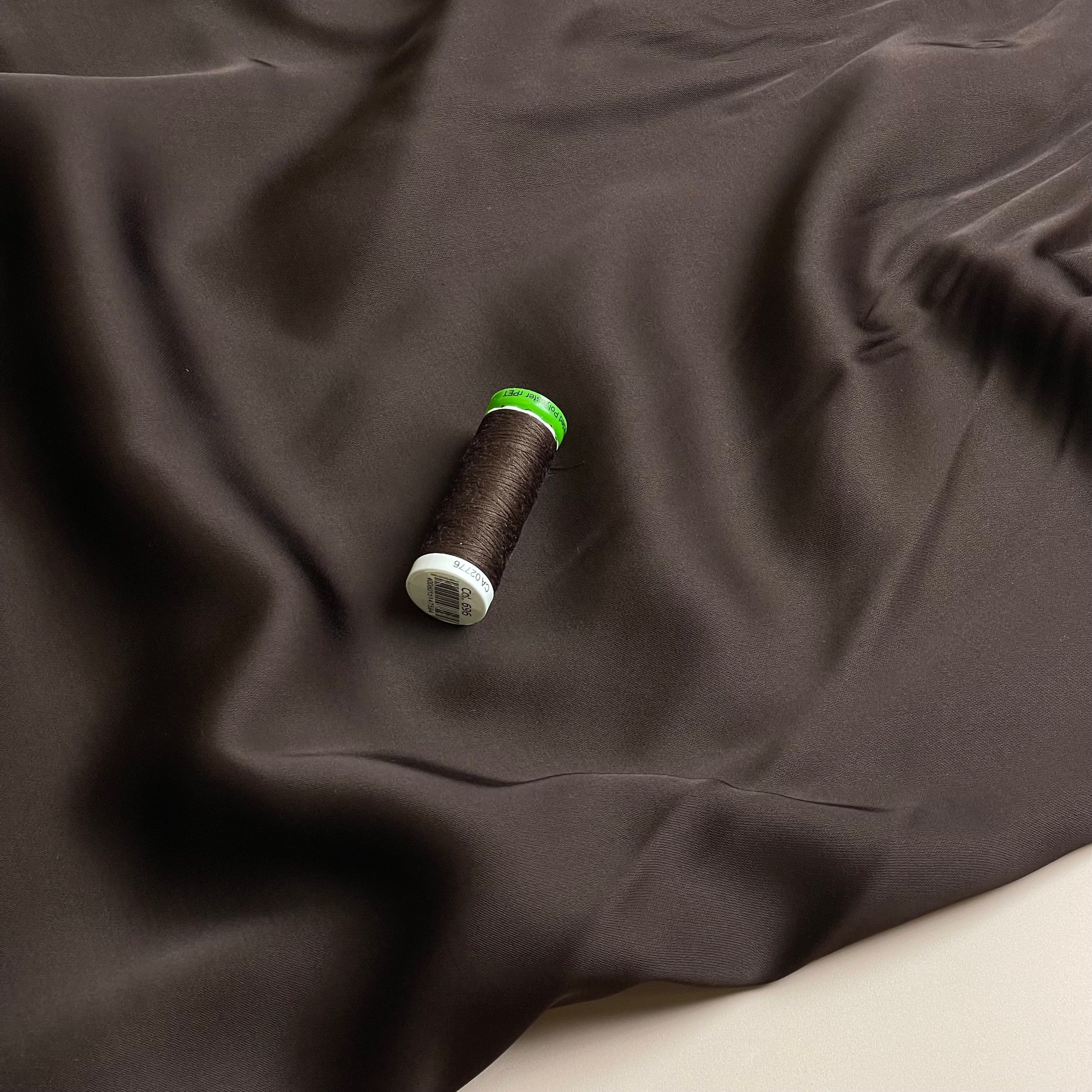 Dark Brown Solid Viscose Sateen Fabric