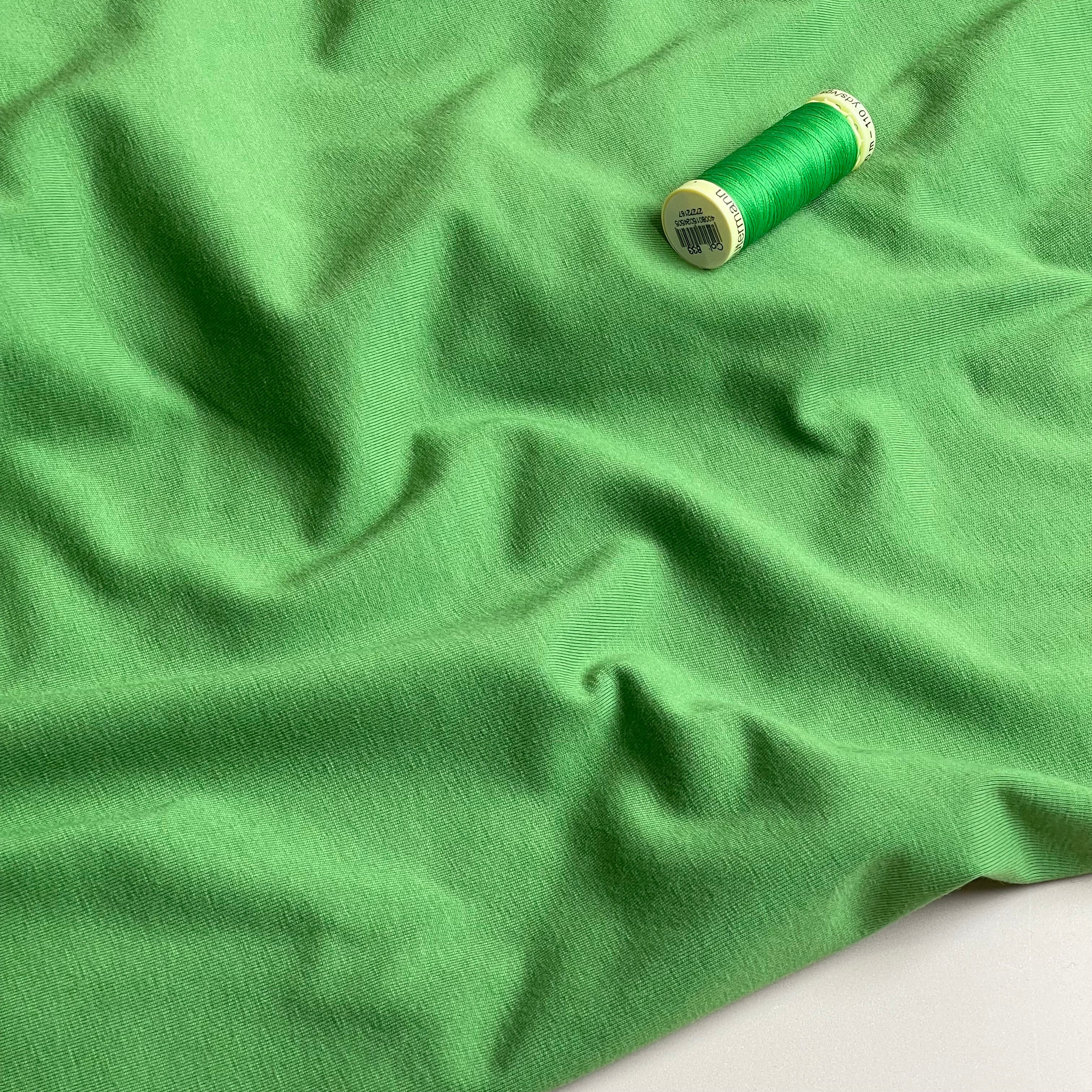 Essential Chic Grass Green Plain Cotton Jersey Fabric