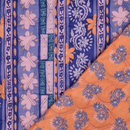 Ornamental Flowers Purple Quilted Cotton Fabric