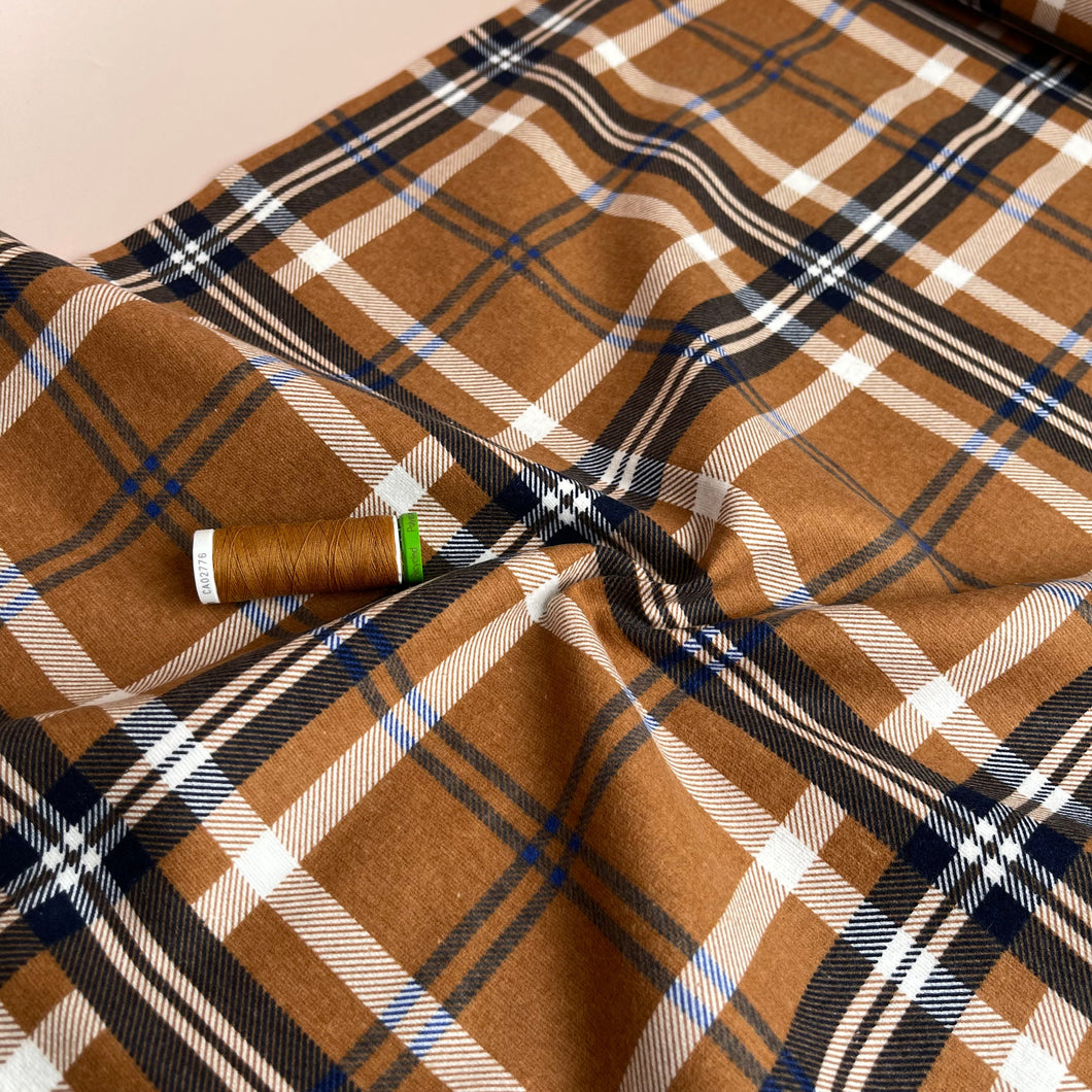 REMNANT 1.11 Metres - Plaid Rust Cotton Flannel