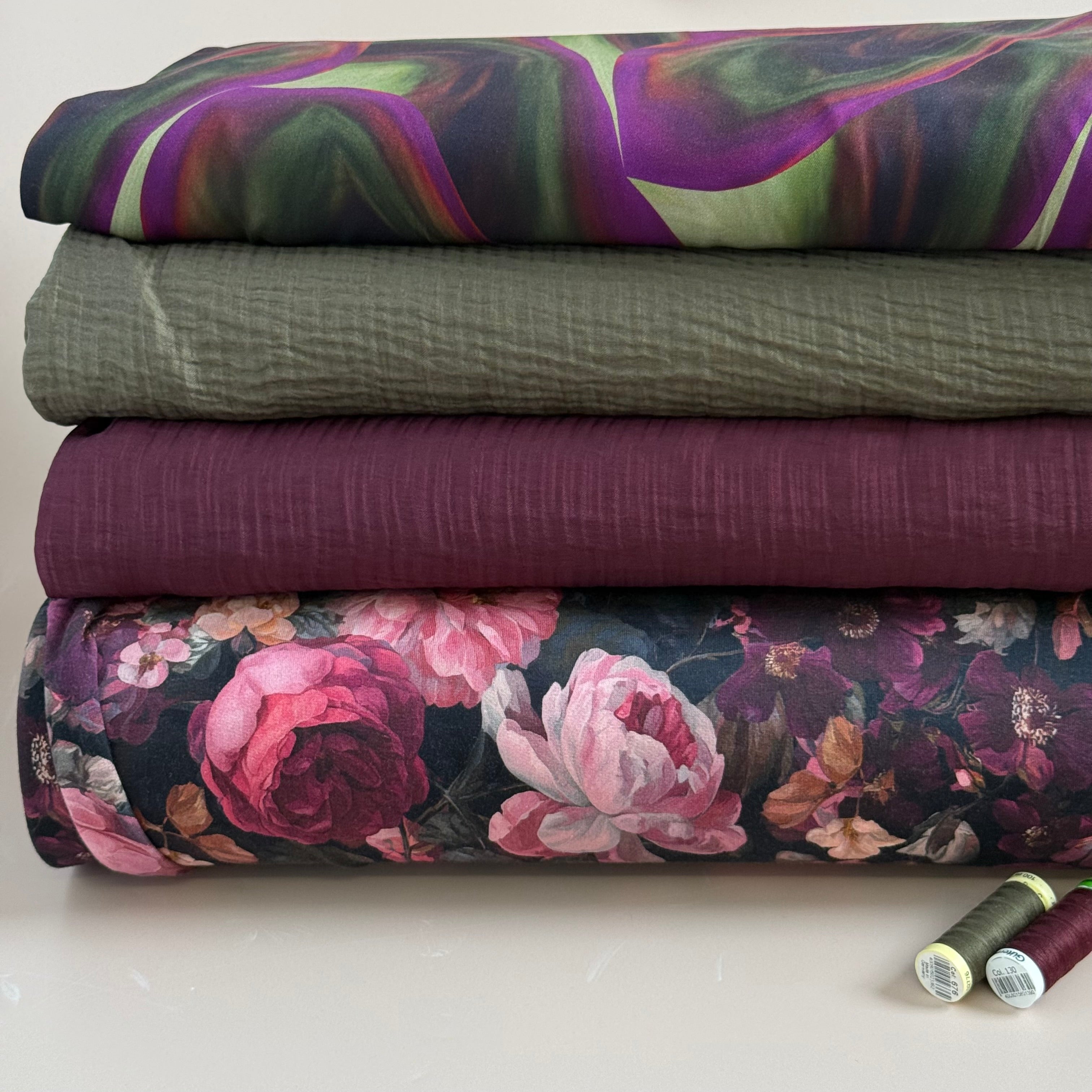 Khaki Textured Double Layer Rayon with TENCEL™ Lyocell Fibres